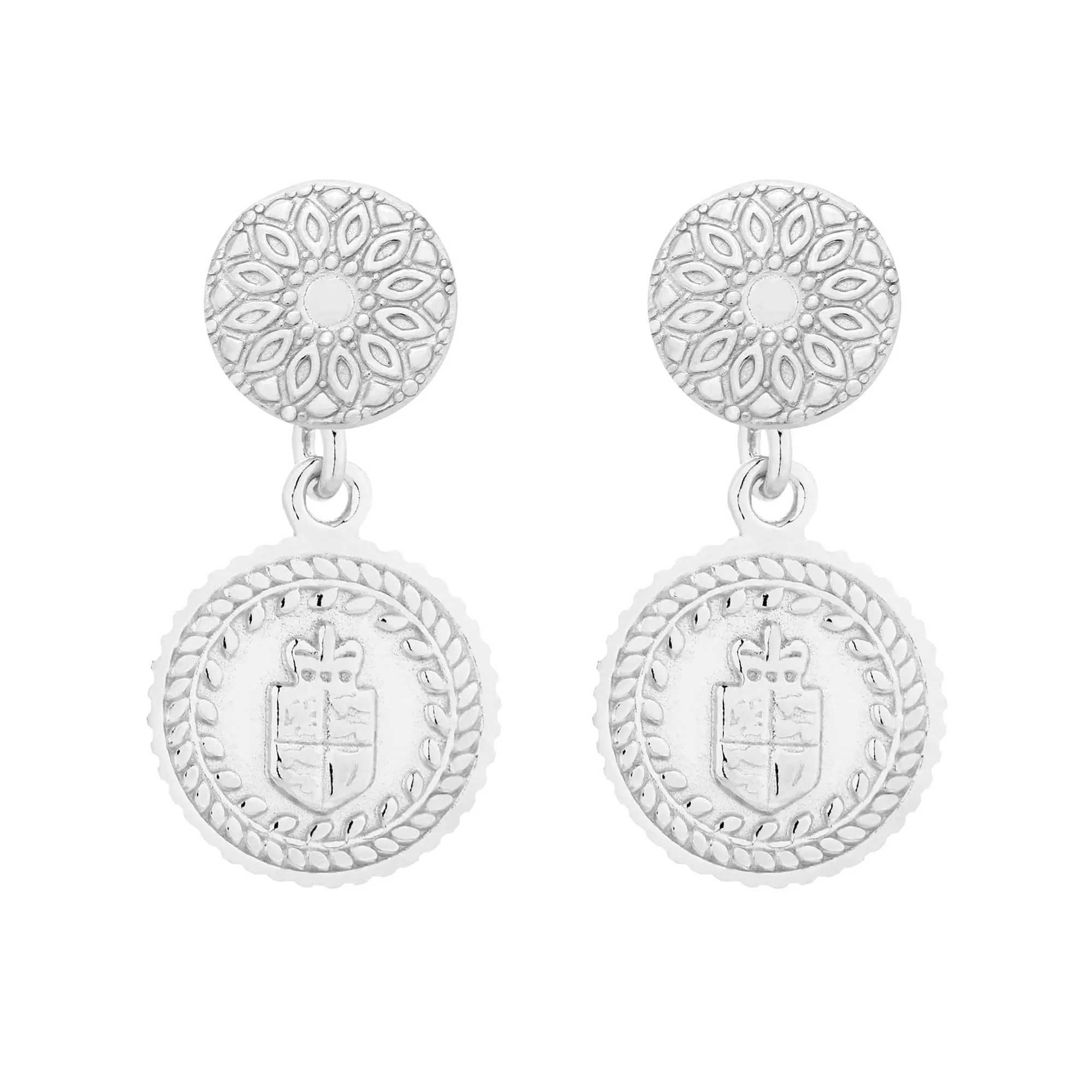 Srebrne kolczyki z medalionami