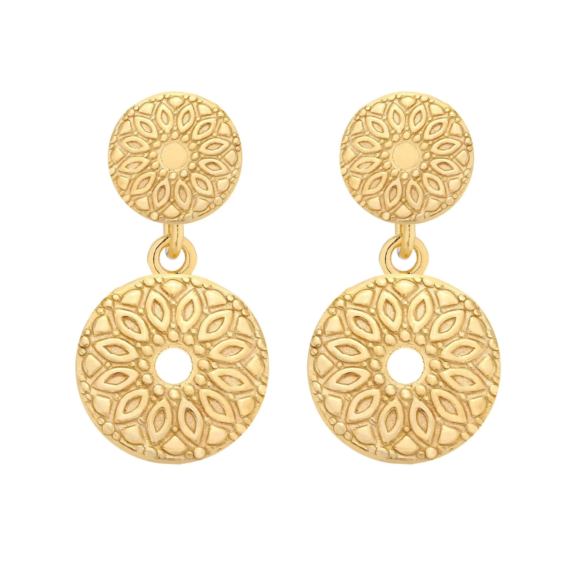 Złote kolczyki z medalionami