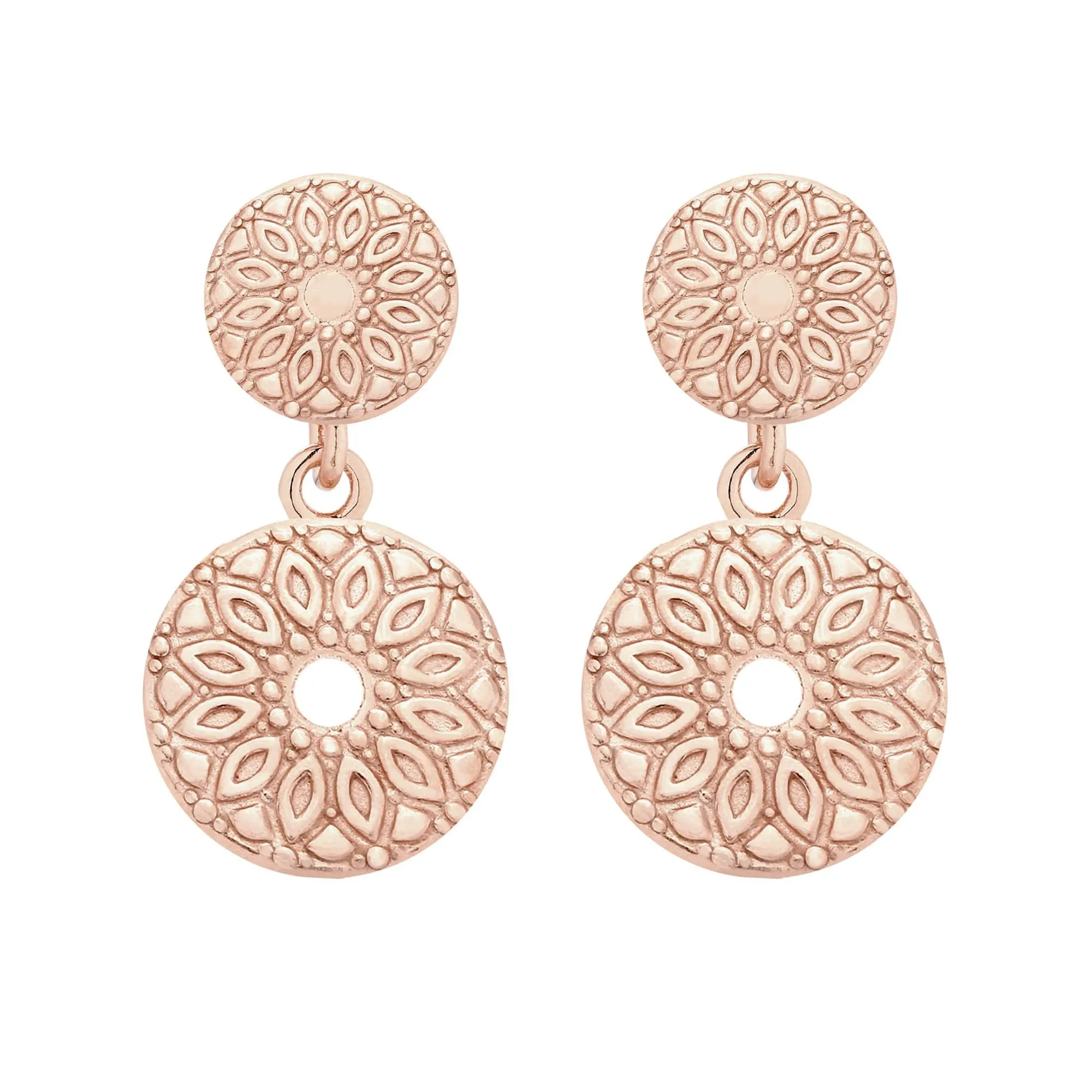 Kolczyki z medalionami z różowego złota