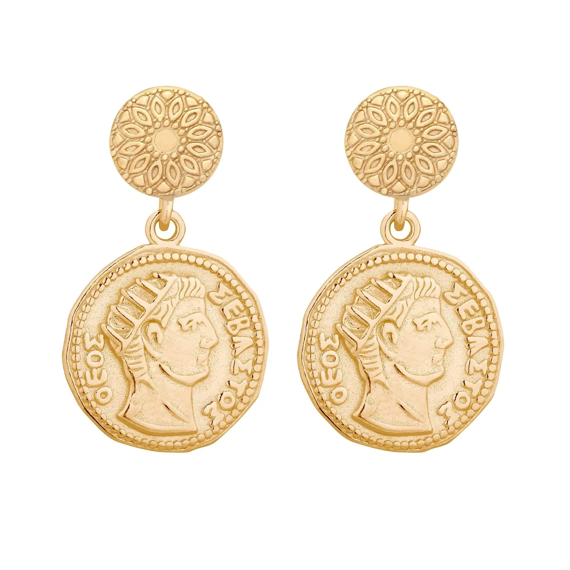Złote kolczyki z monetami