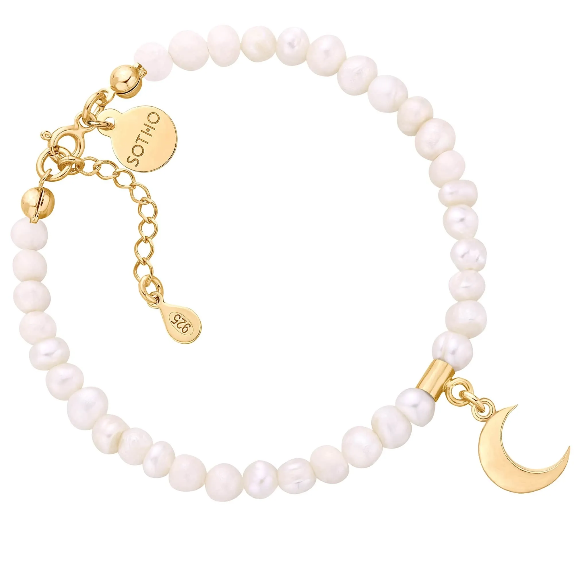 Bransoletka z pereł naturalnych ze złotym księżycem