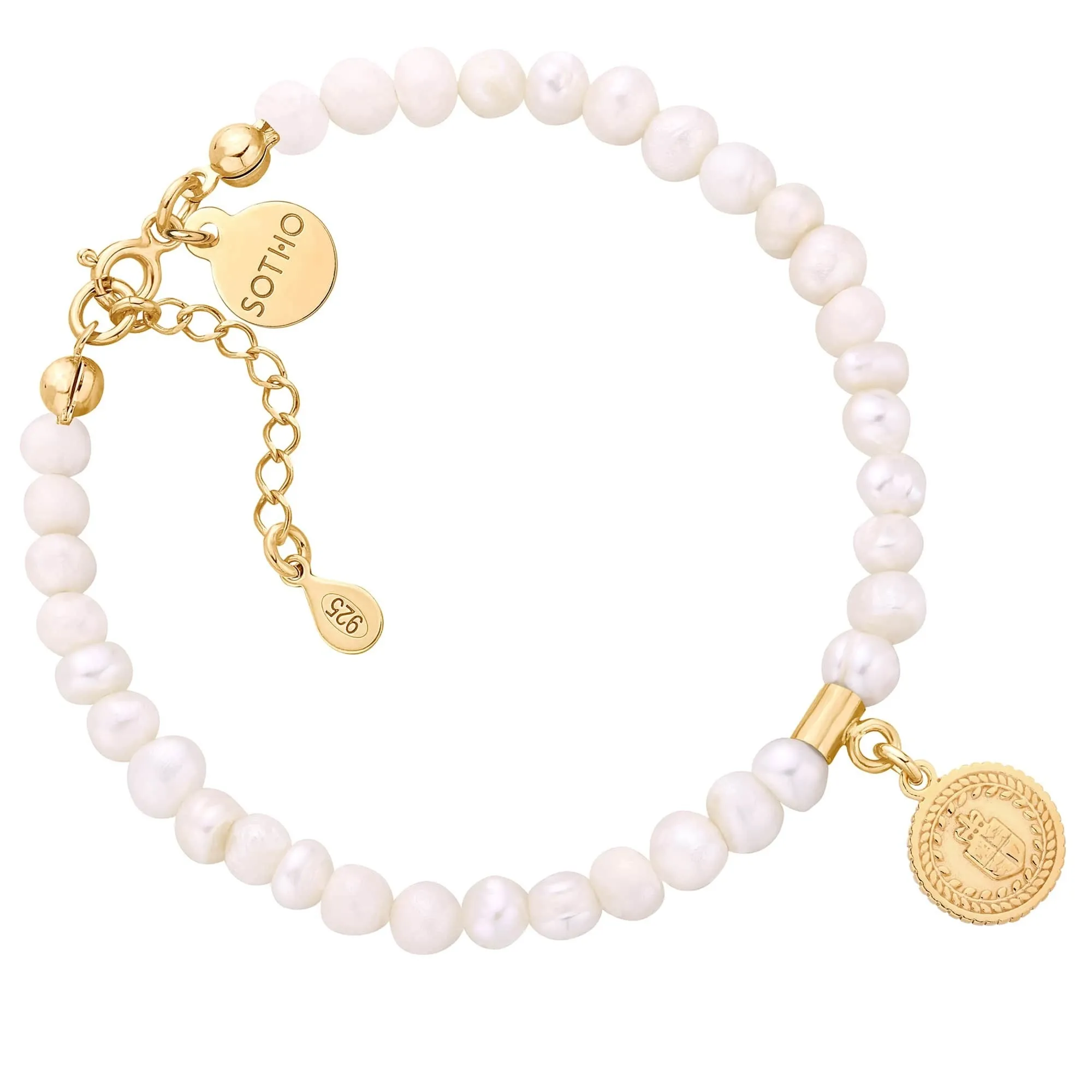 Bransoletka z pereł naturalnych ze złotym medalionem