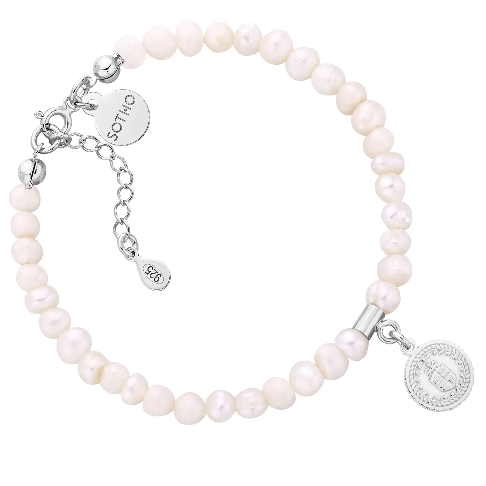 Bransoletka z pereł naturalnych ze srebrnym medalionem