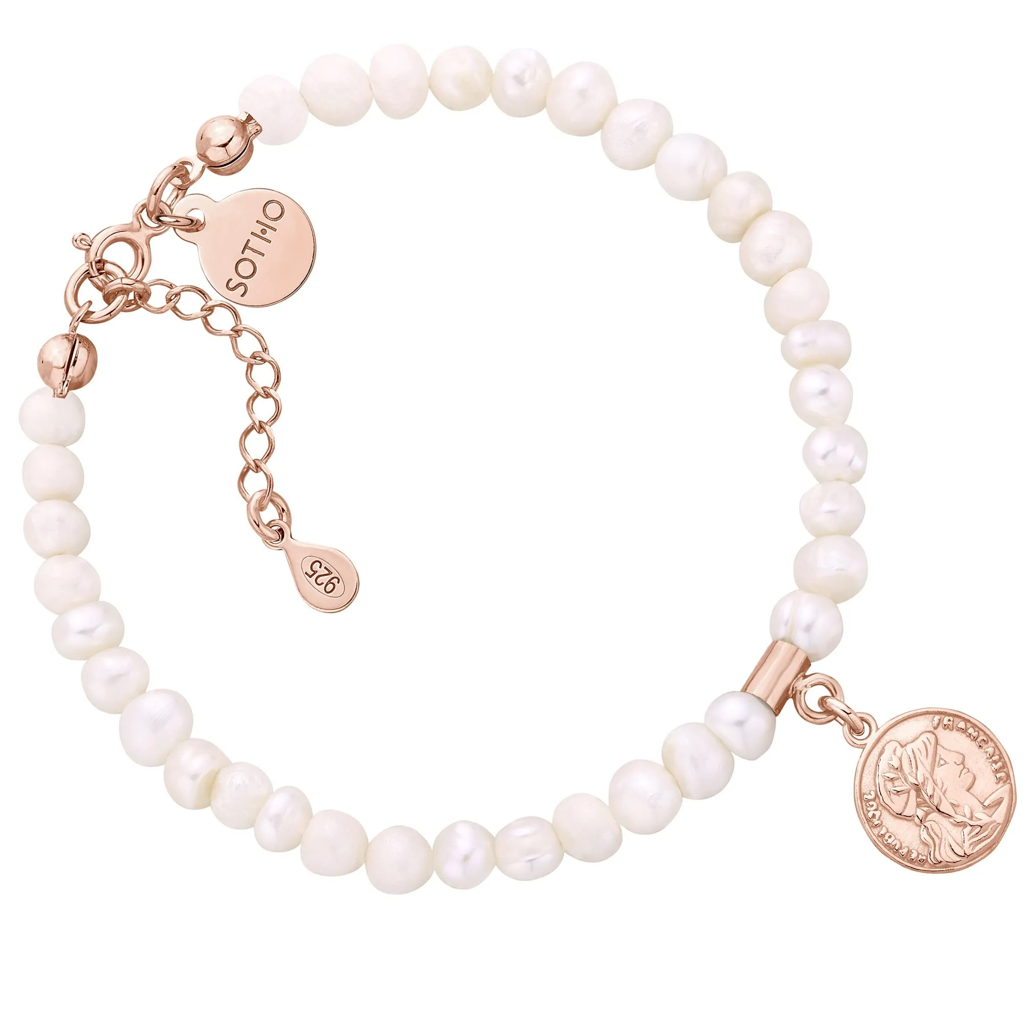 Bransoletka z pereł naturalnych z monetą z różowego złota