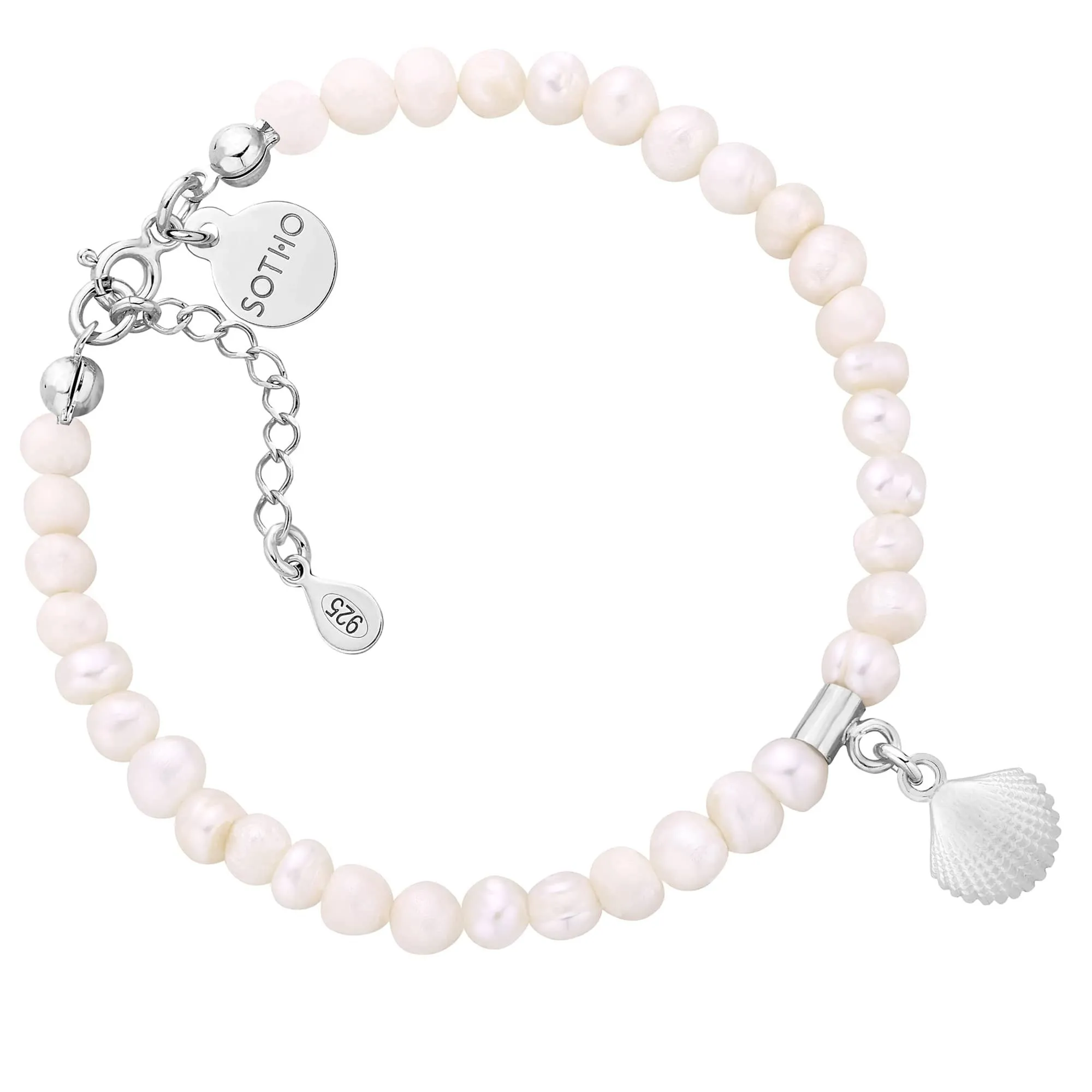 Bransoletka z pereł naturalnych ze srebrną muszelką