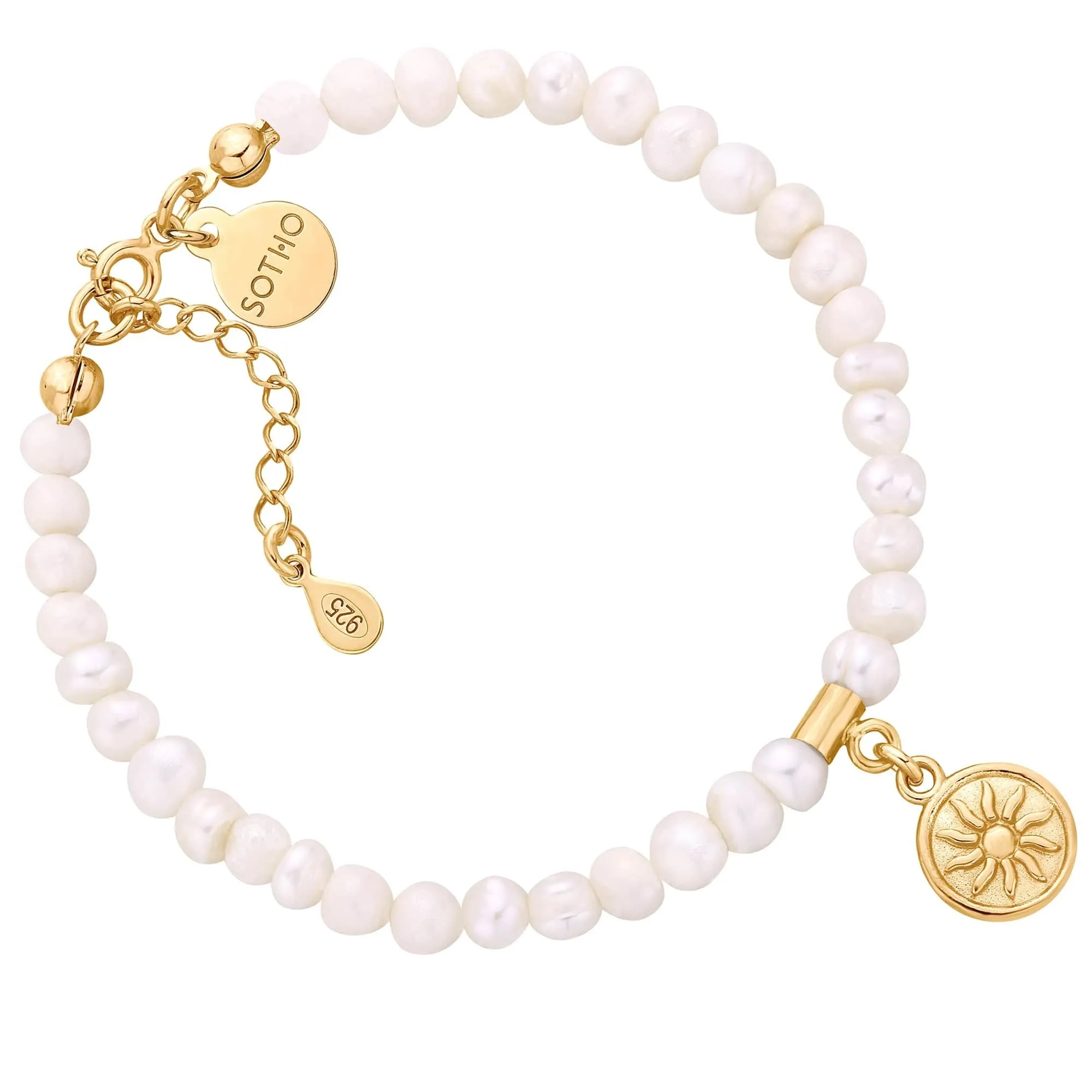 Bransoletka z pereł naturalnych ze złotym słoneczkiem