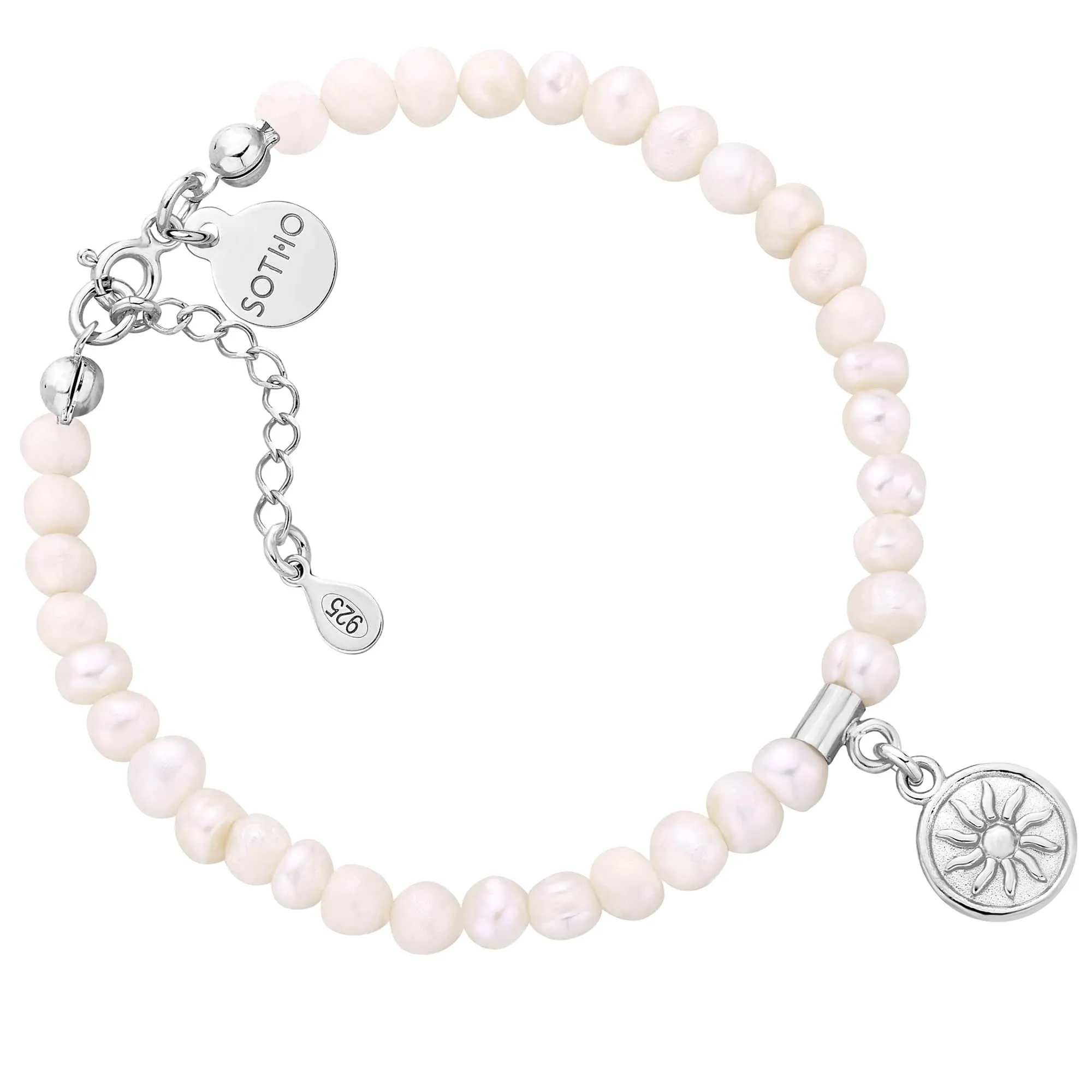 Bransoletka z pereł naturalnych ze srebrnym słoneczkiem