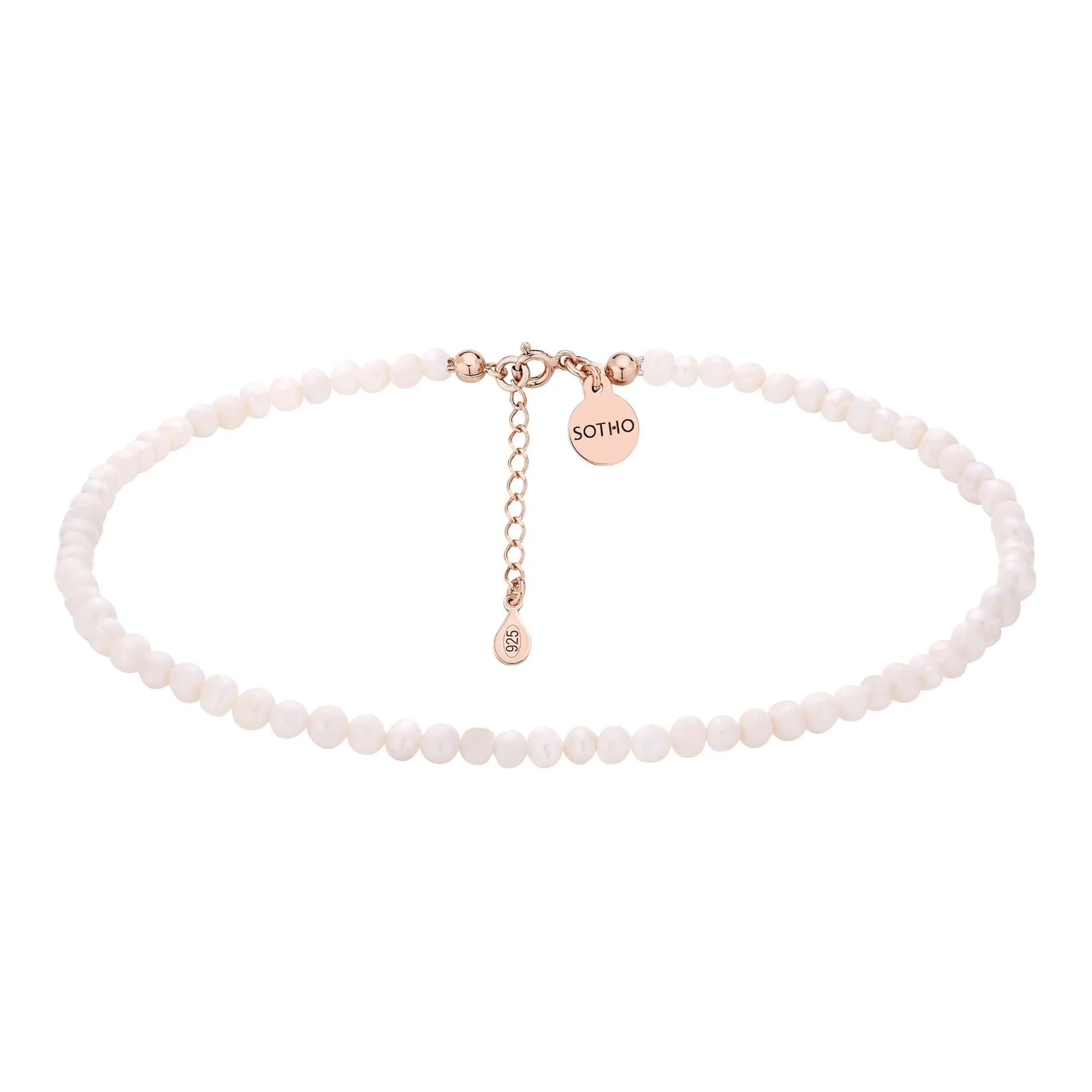 Choker z pereł naturalnych z różowego złota