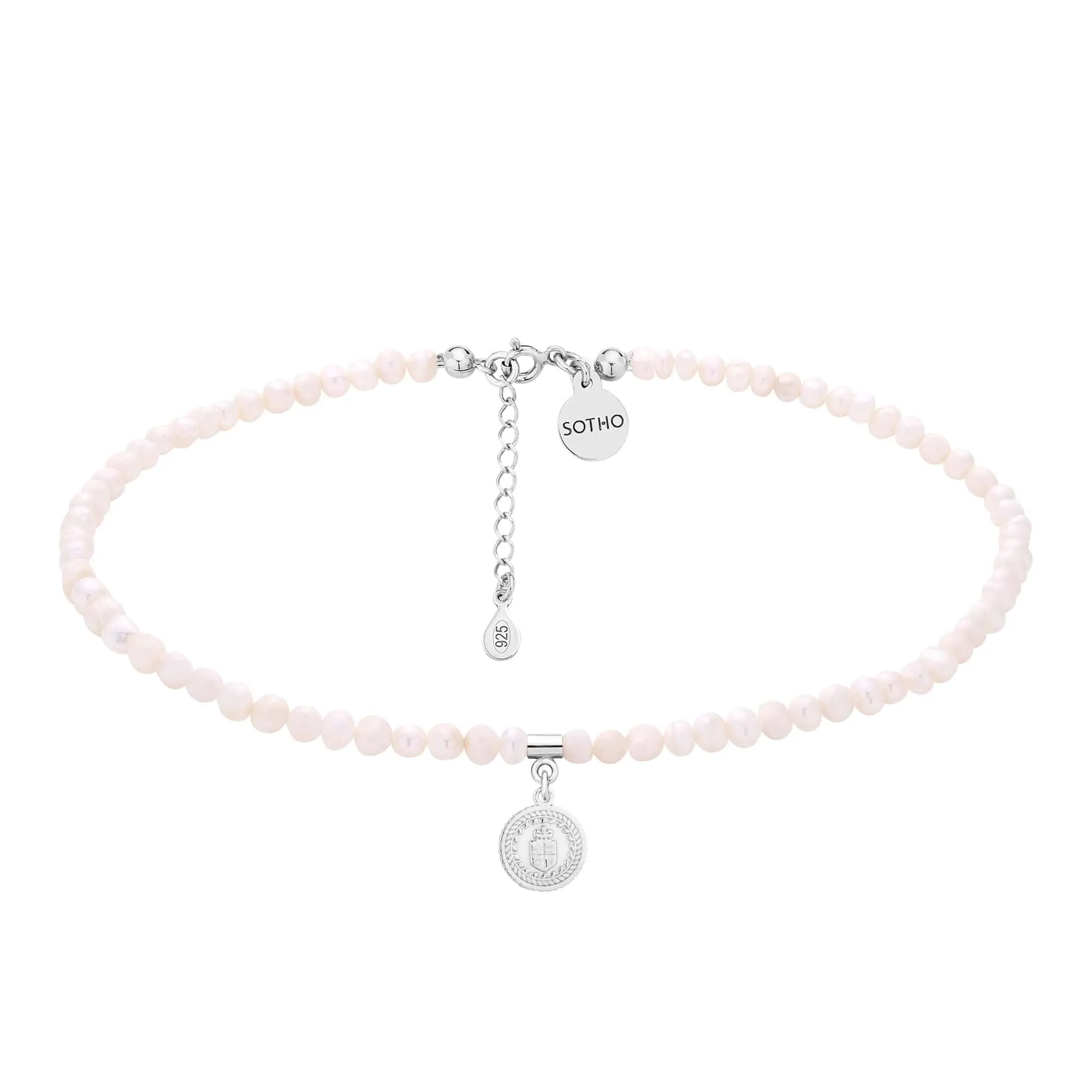 Choker z pereł naturalnych ze srebrnym medalionem