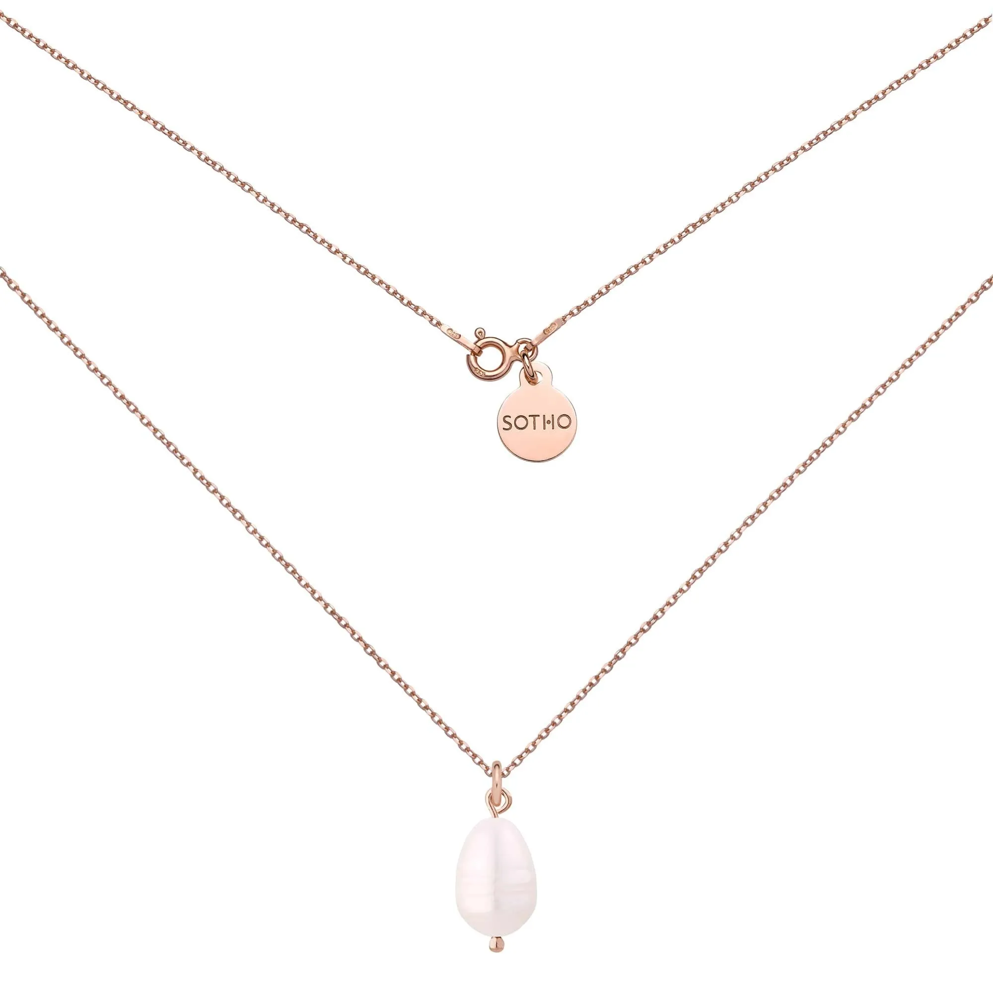 Naszyjnik z różowego złota z naturalną perłą : Długość - 60 cm