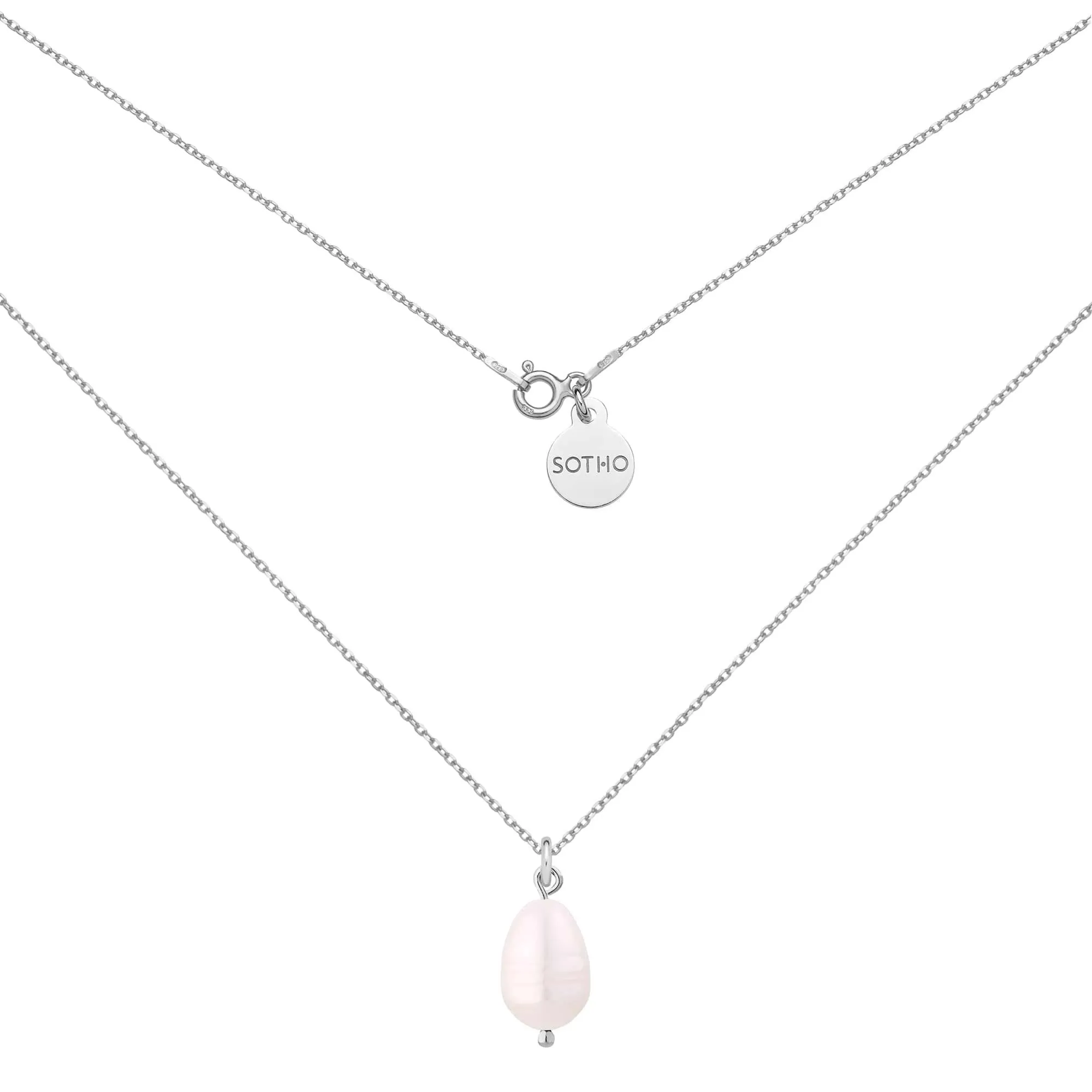 Srebrny naszyjnik z naturalną perłą : Długość - 60 cm