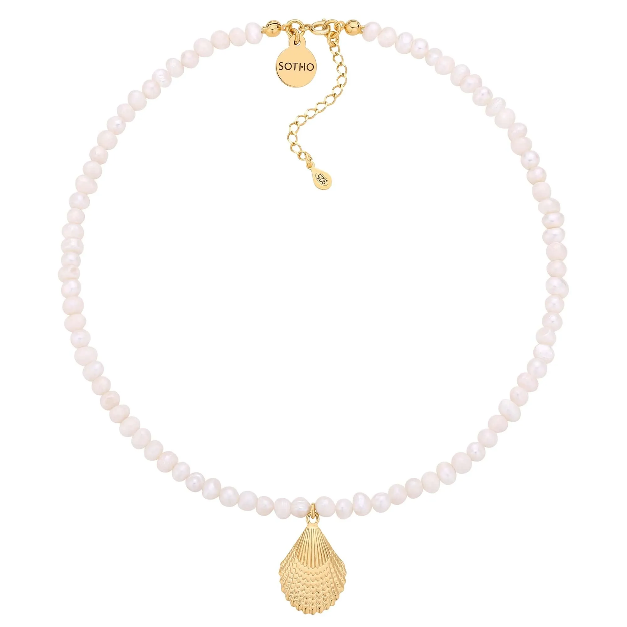 Naszyjnik z pereł naturalnych ze złotą muszlą