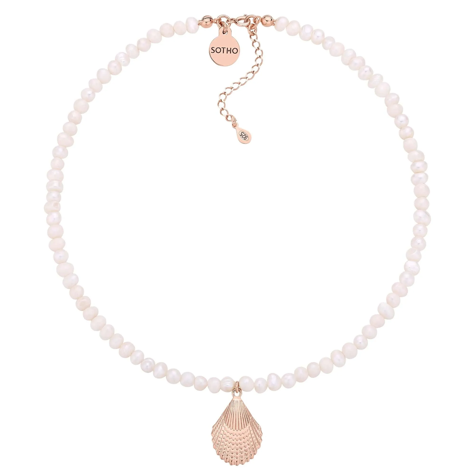 Naszyjnik z pereł naturalnych z muszlą z różowego złota