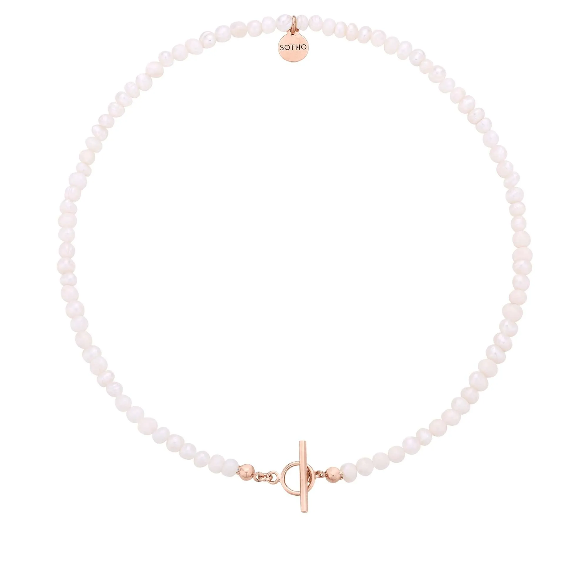 Naszyjnik z pereł naturalnych z ozdobnym zapięciem z różowego złota