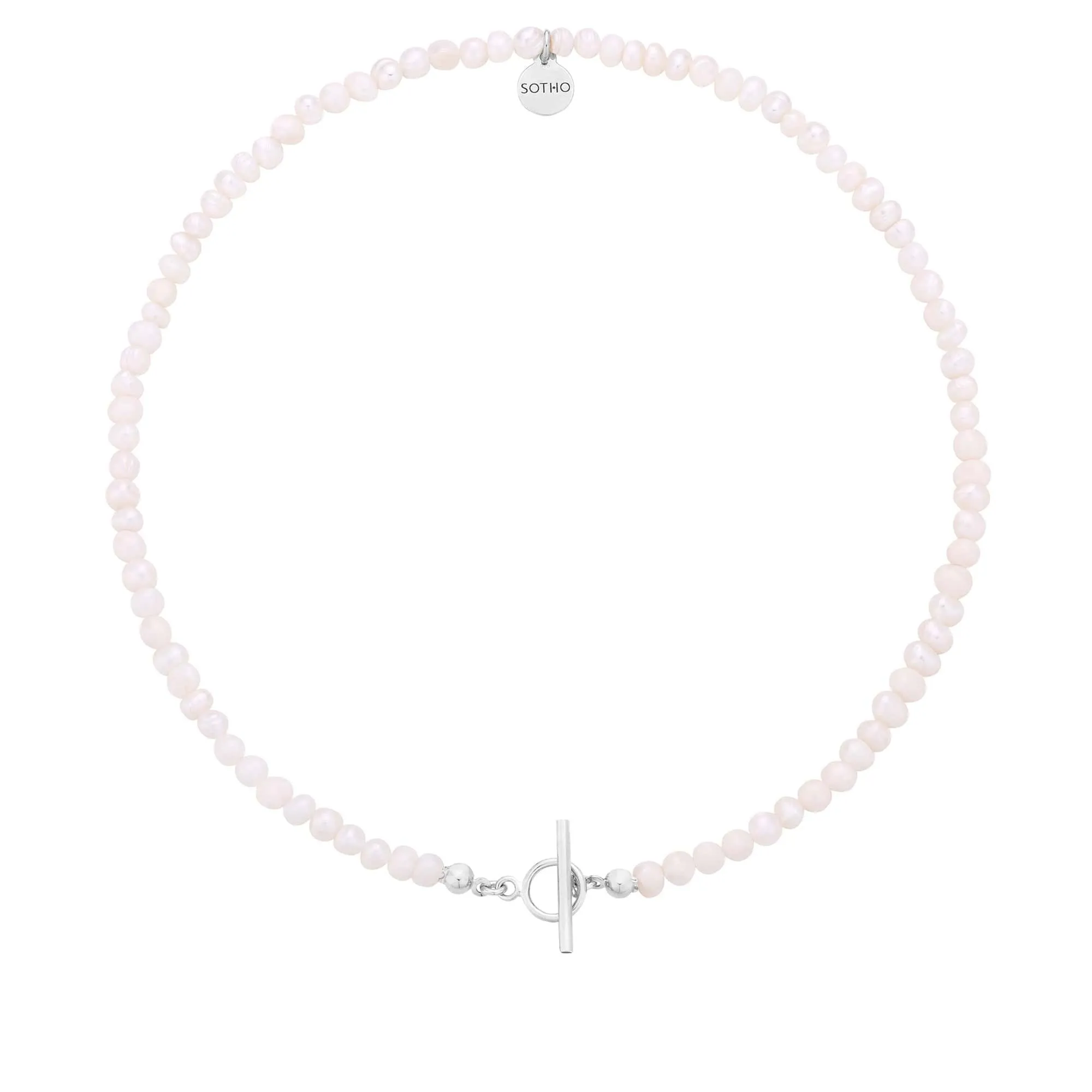 Naszyjnik z pereł naturalnych ze srebrnym ozdobnym zapięciem