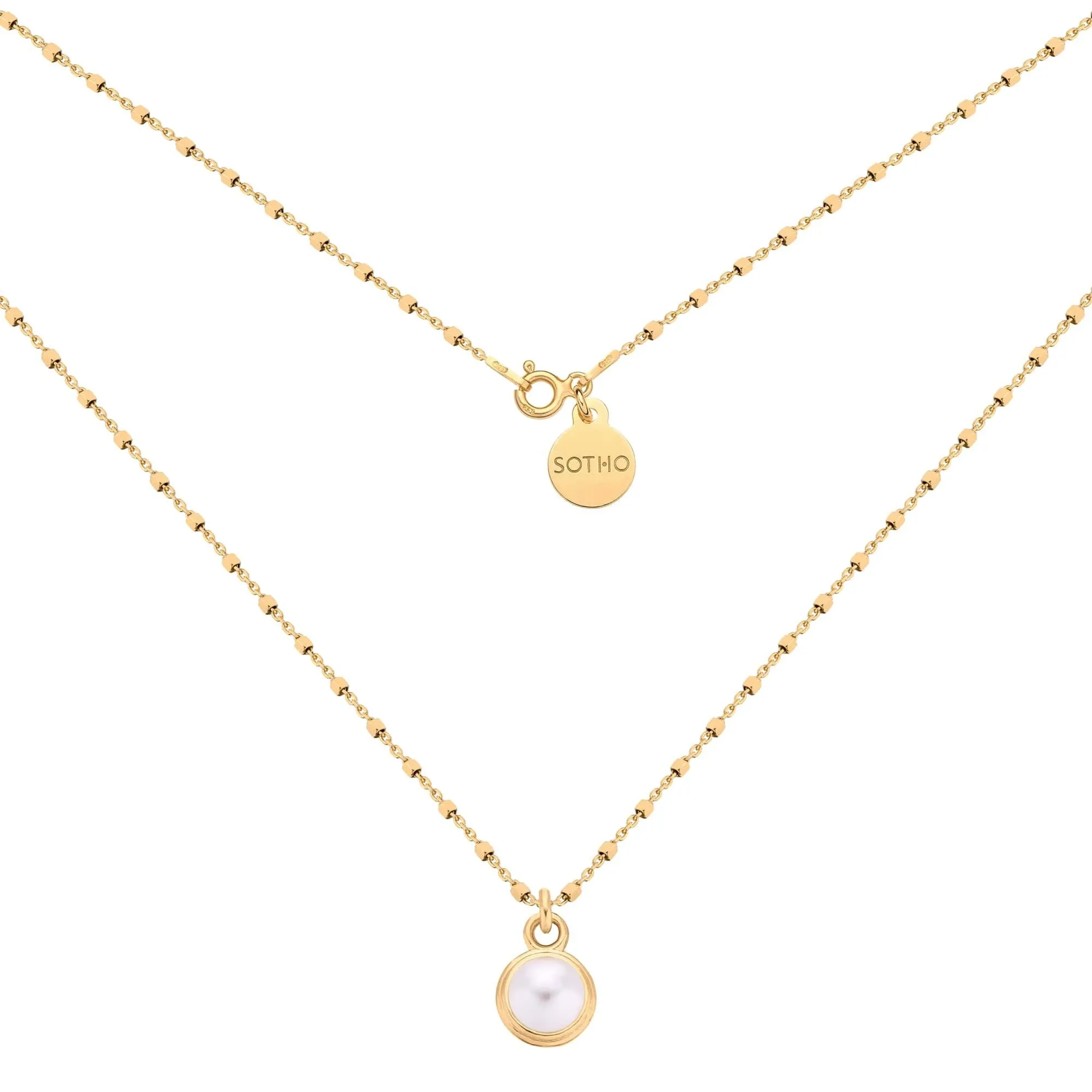 Złoty naszyjnik z perłą SWAROVSKI® CRYSTAL : Długość - 40 cm