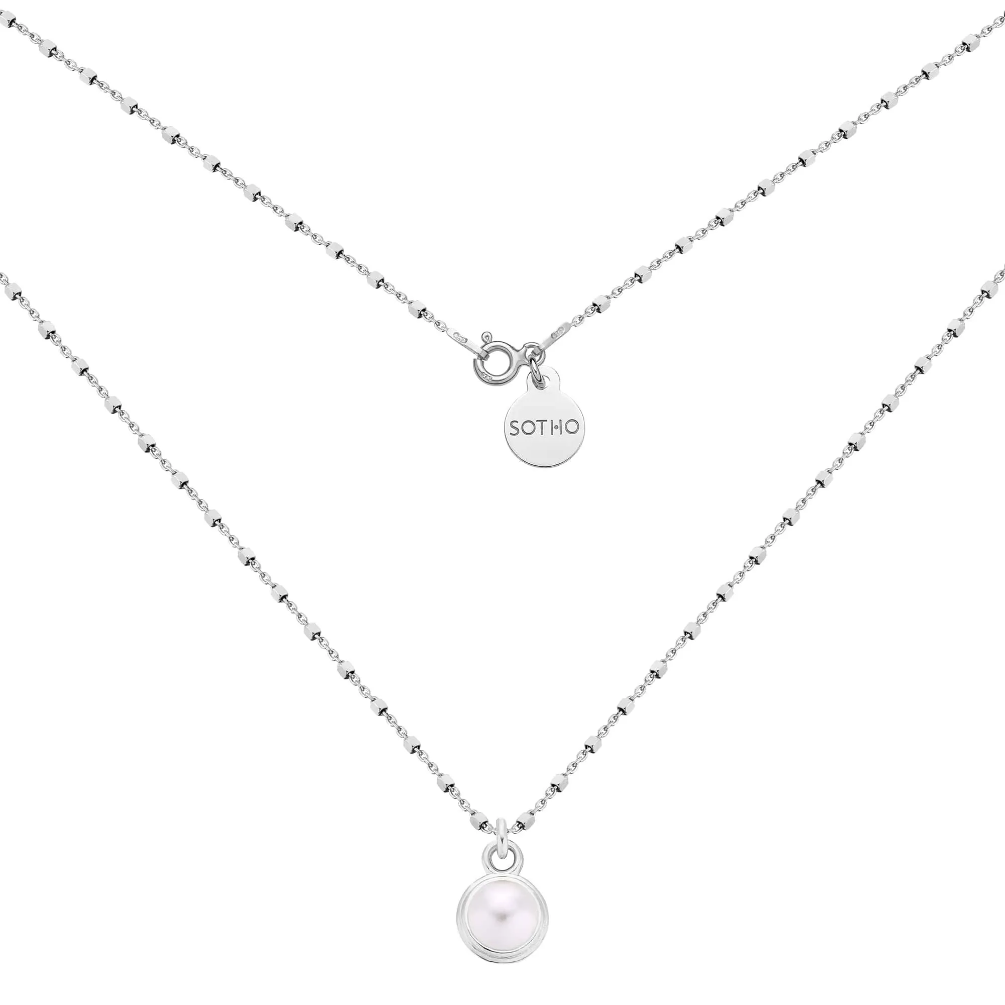 Srebrny naszyjnik z perłą SWAROVSKI® CRYSTAL : Długość - 40 cm