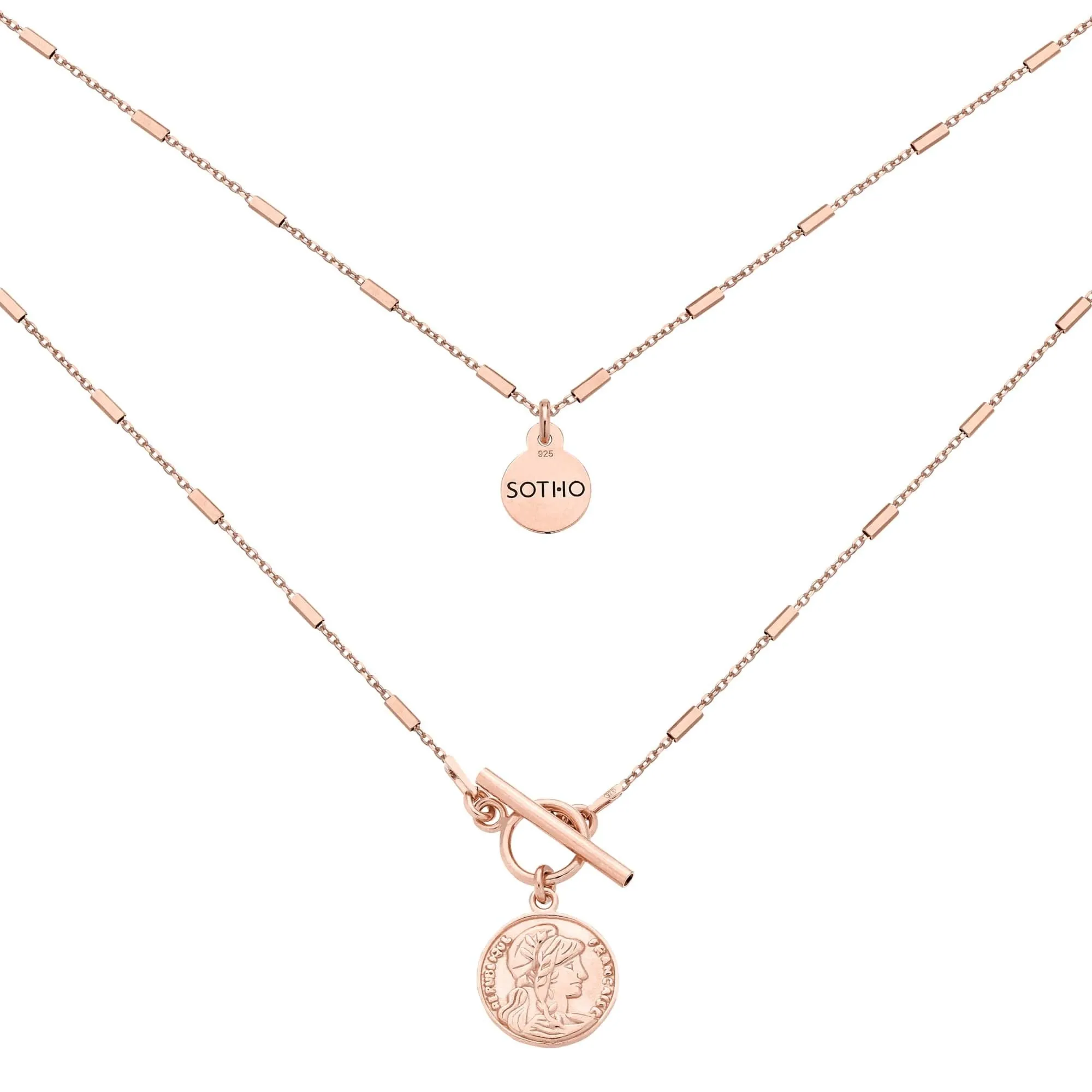 Naszyjnik z monetą z różowego złota : Długość - 46,5 cm