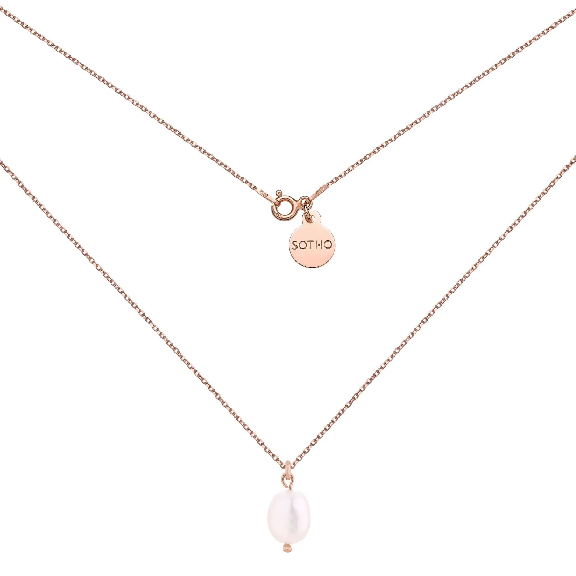 Naszyjnik z różowego złota z naturalną perłą : Długość - 60 cm