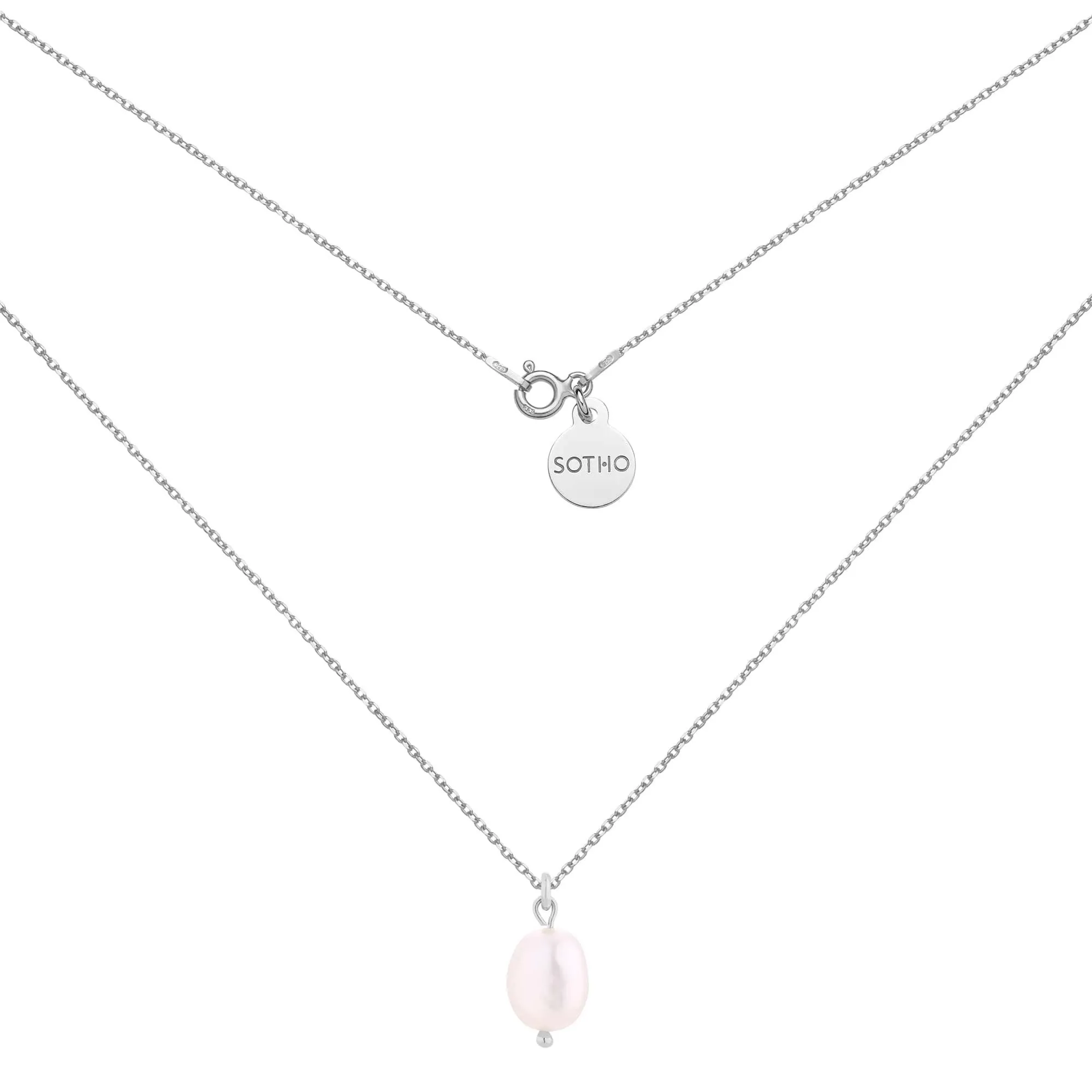 Srebrny naszyjnik z naturalną perłą : Długość - 70 cm