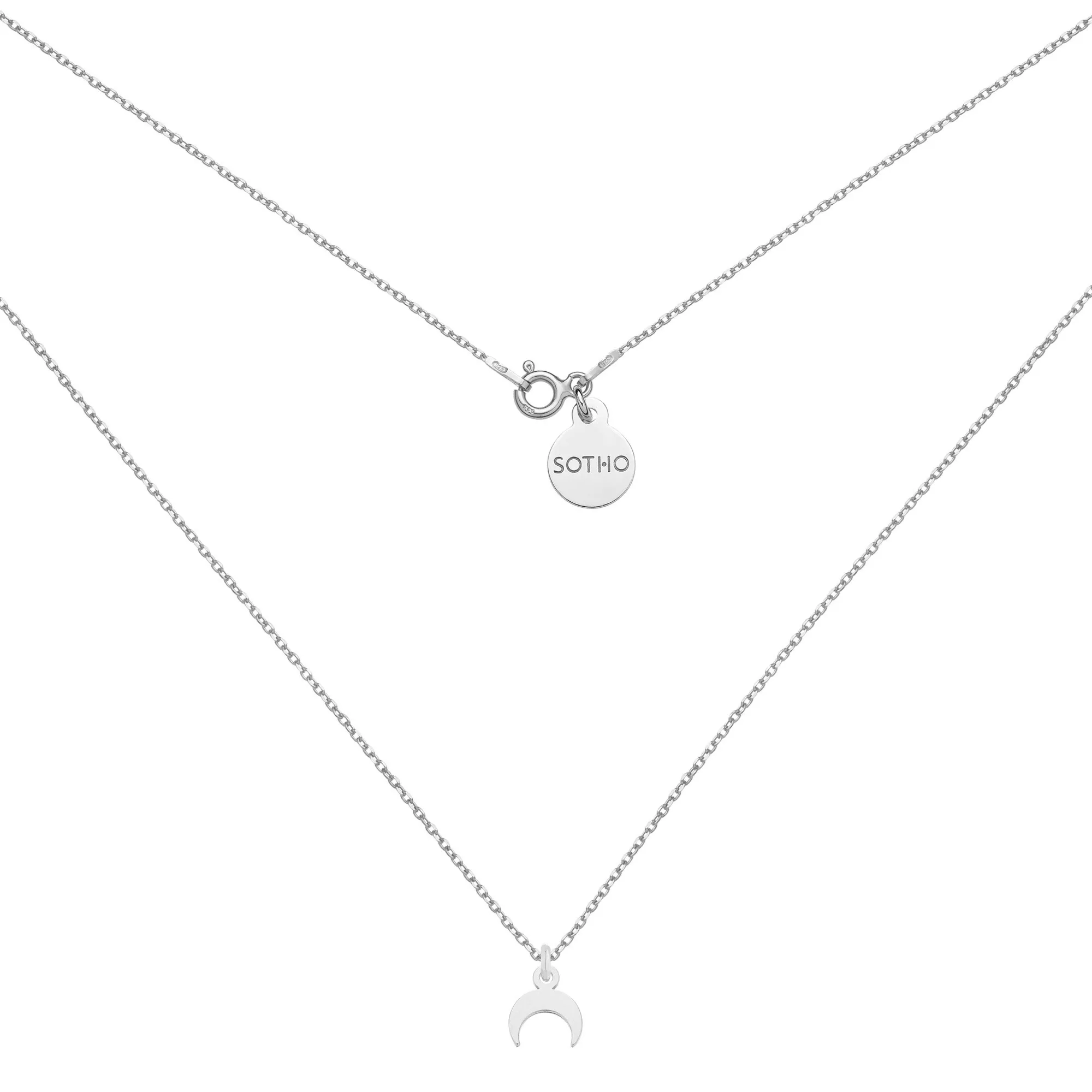 Srebrny naszyjnik z małym księżycem : Długość - 60 cm