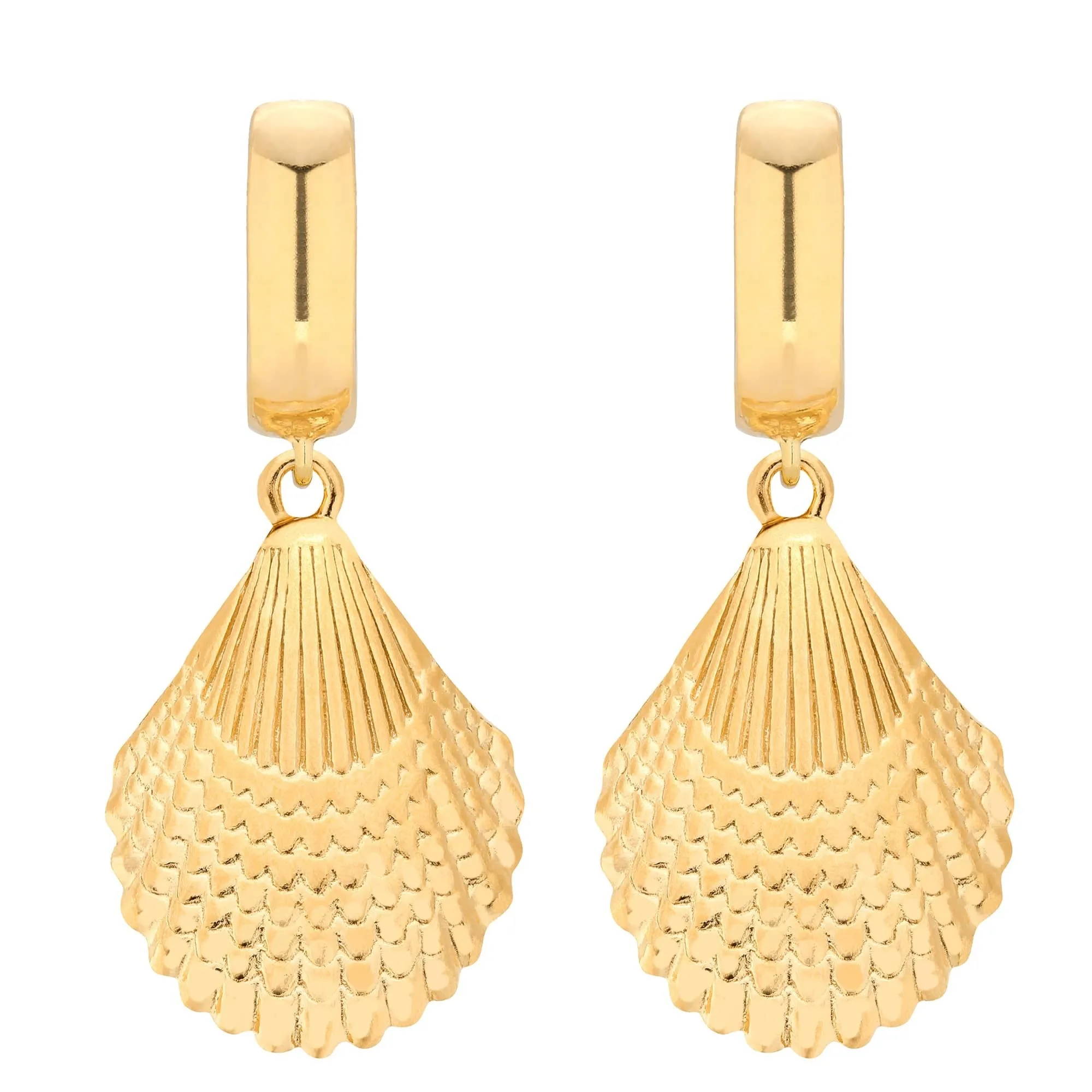 Złote kolczyki z muszlą