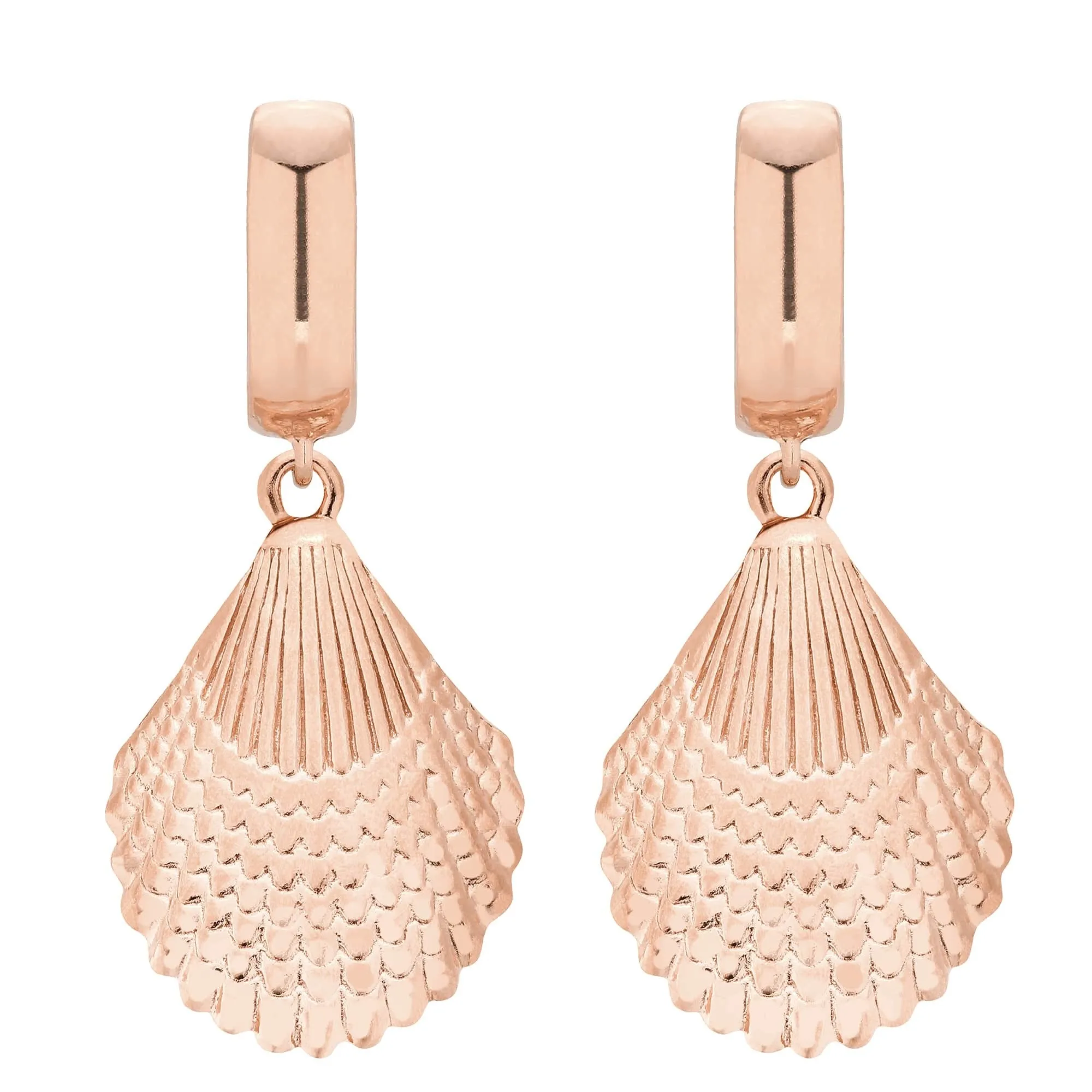 Kolczyki z różowego złota z muszlą