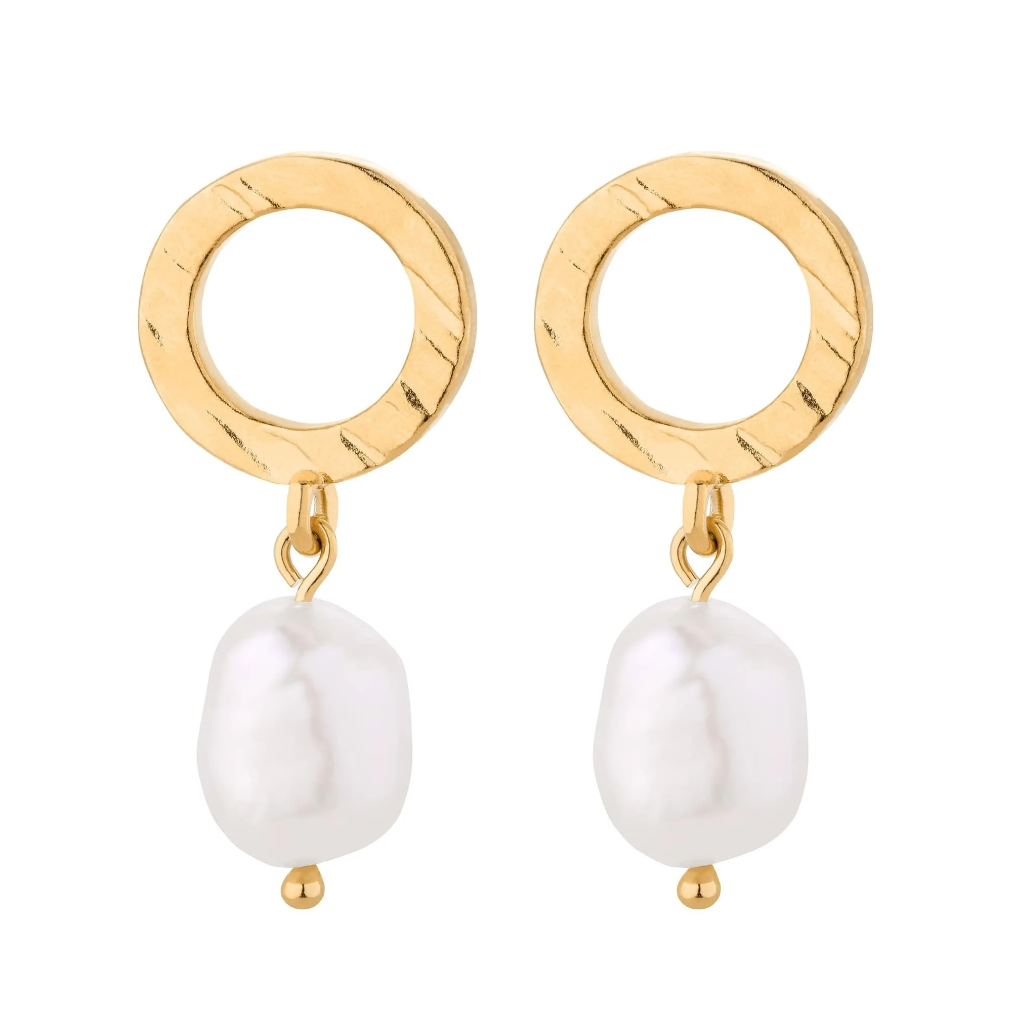 Złote kolczyki z naturalnymi perłami