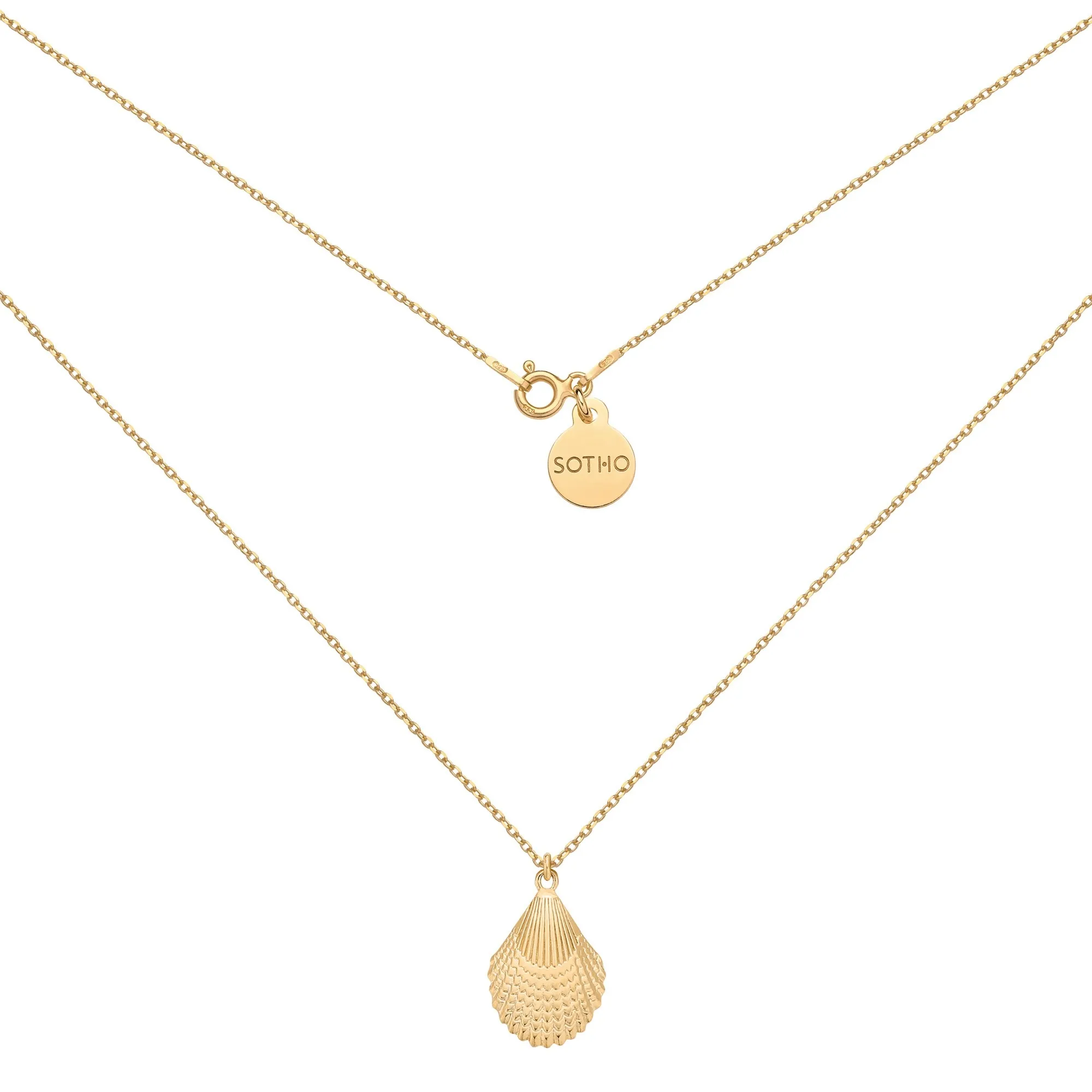 Złoty naszyjnik z muszlą : Długość - 38 cm