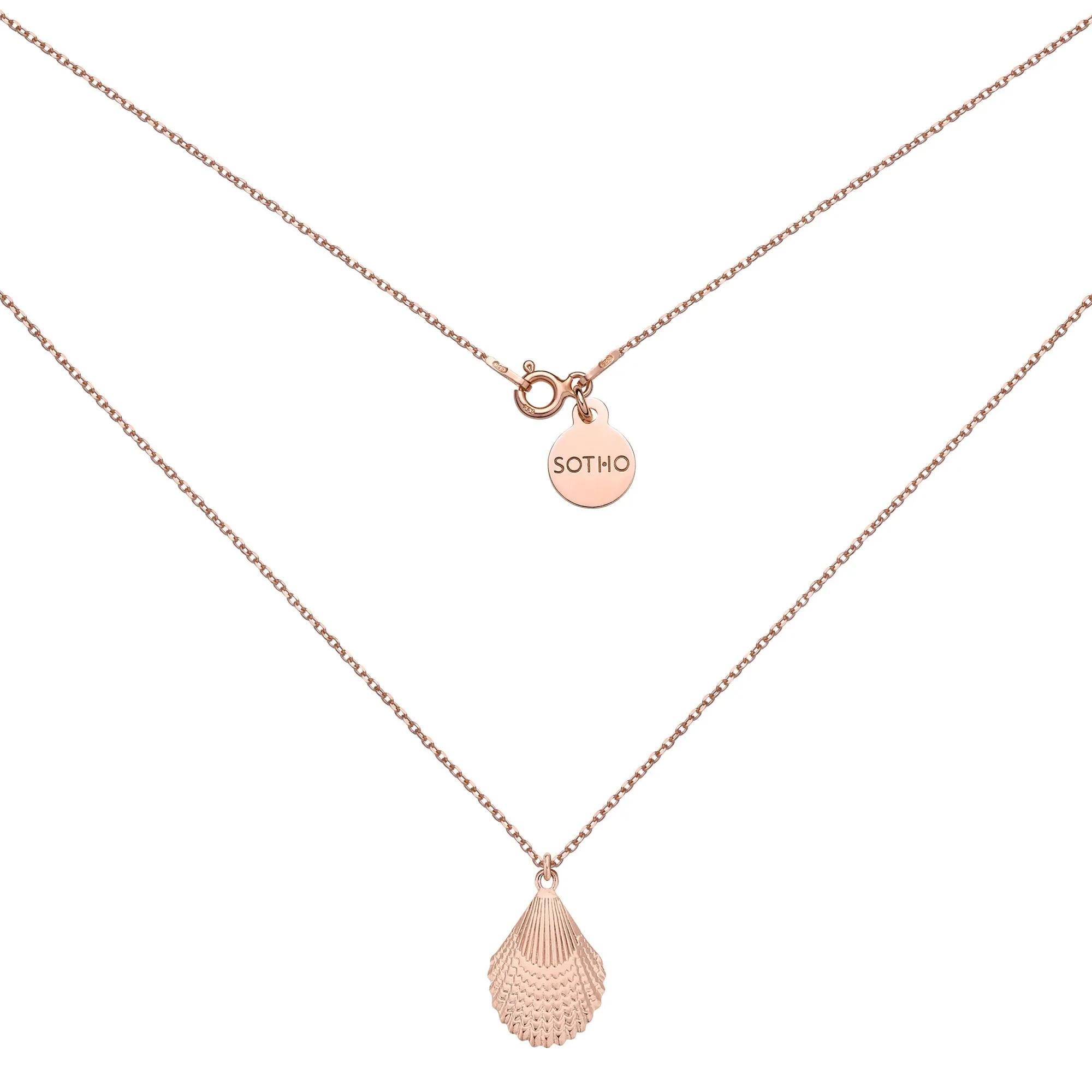 Naszyjnik z różowego złota z muszlą : Długość - 70 cm