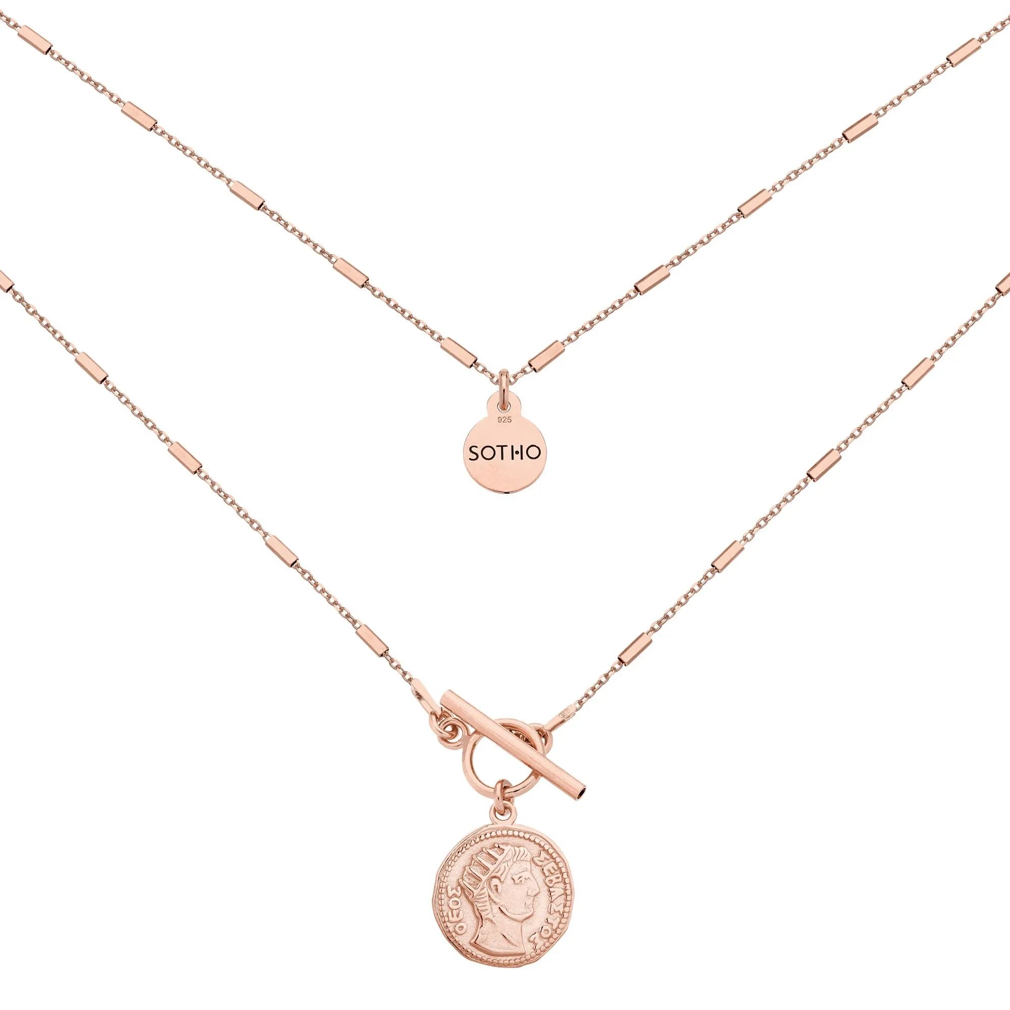Naszyjnik z monetą z różowego złota : Długość - 46,5 cm