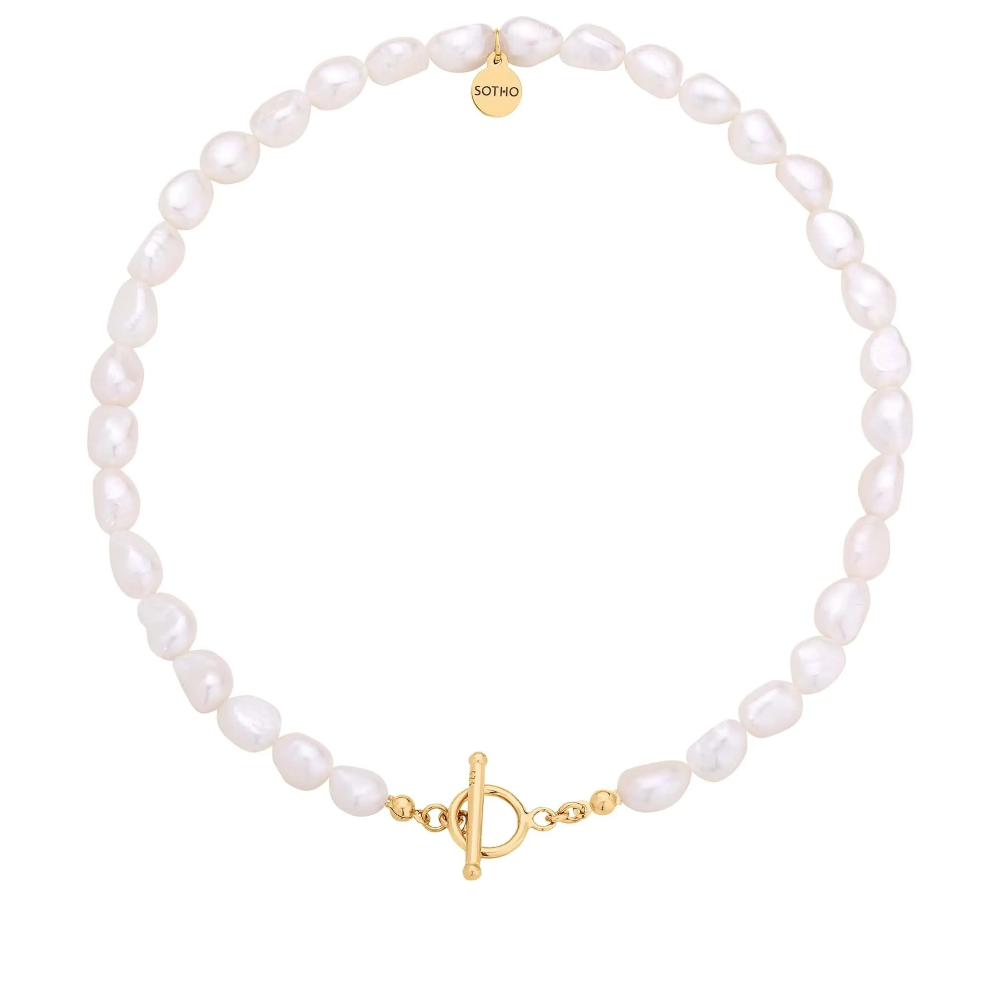 Naszyjnik z pereł naturalnych ze złotym ozdobnym zapięciem