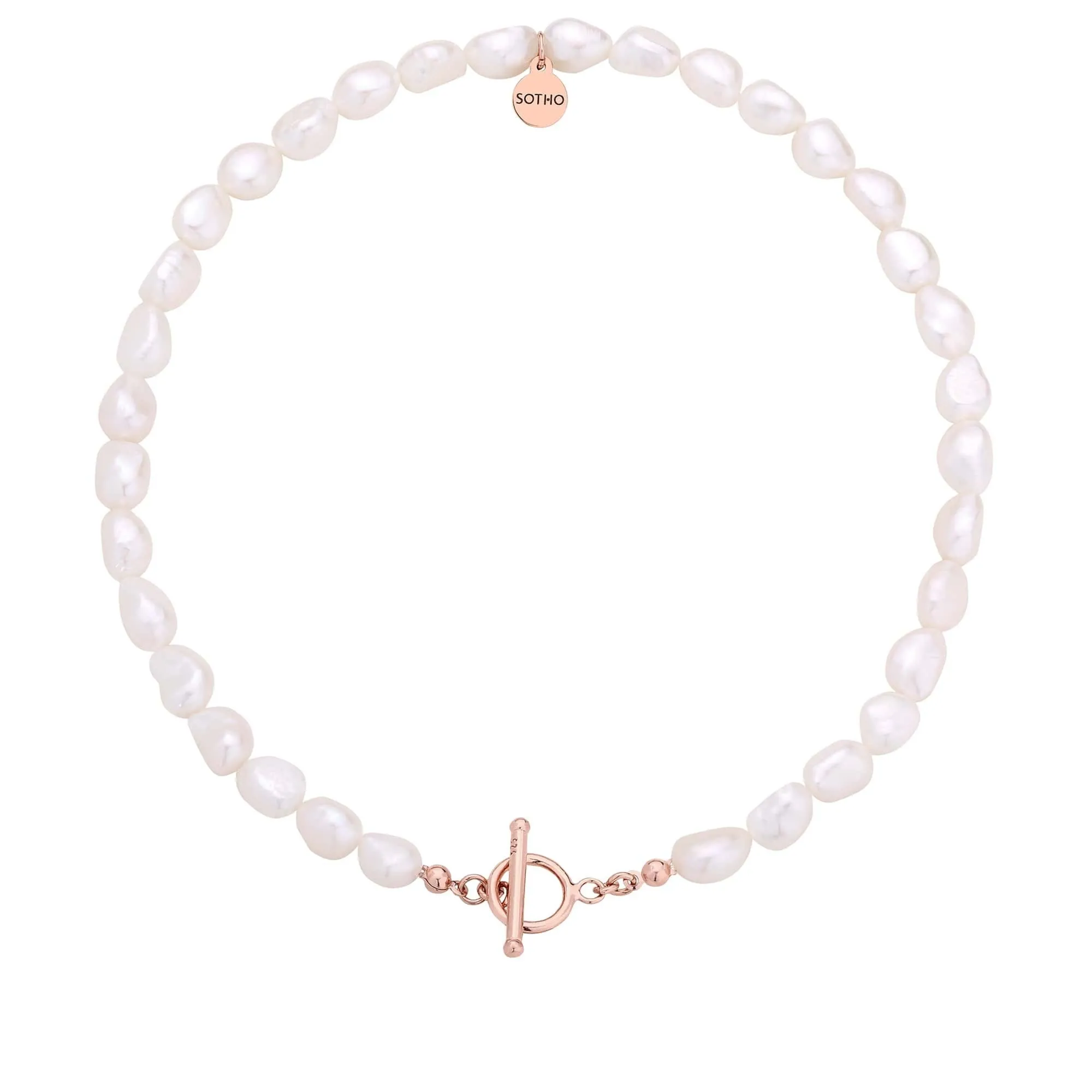 Naszyjnik z pereł naturalnych z ozdobnym zapięciem z różowego złota