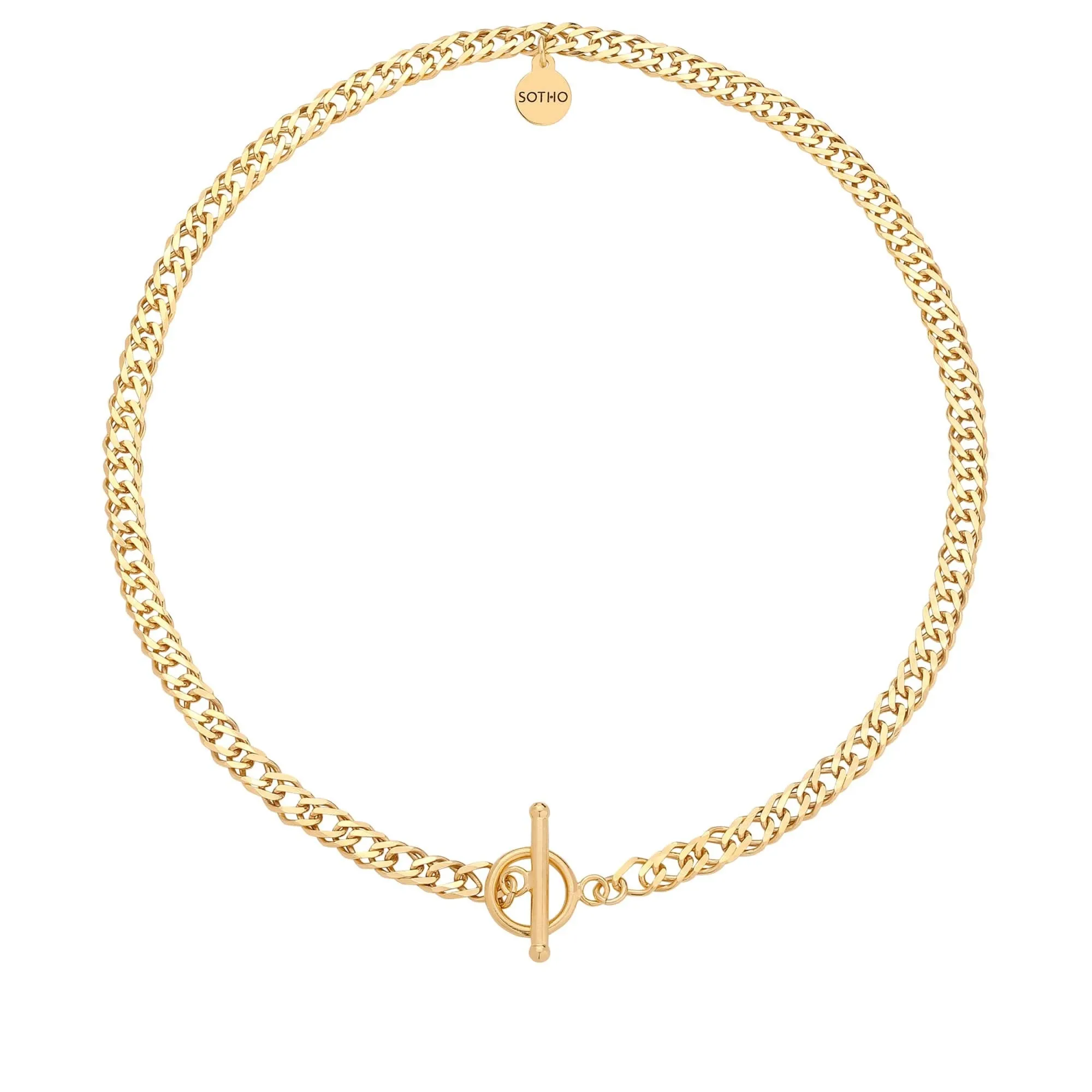 Złoty masywny łańcuch z ozdobnym zapięciem : Długość - 45 cm