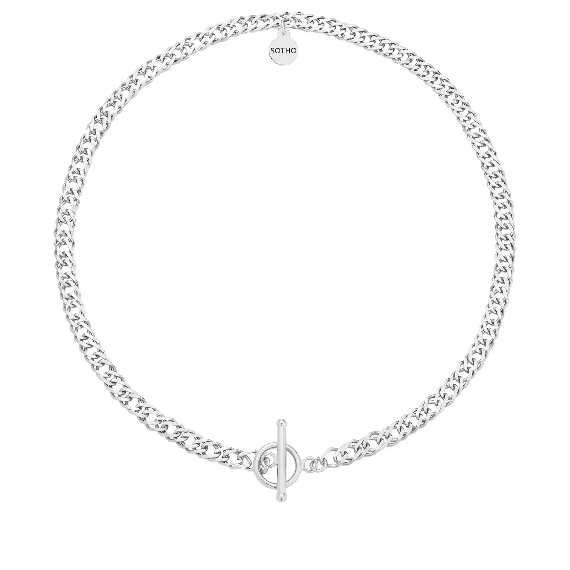 Srebrny masywny łańcuch z ozdobnym zapięciem : Długość - 40 cm