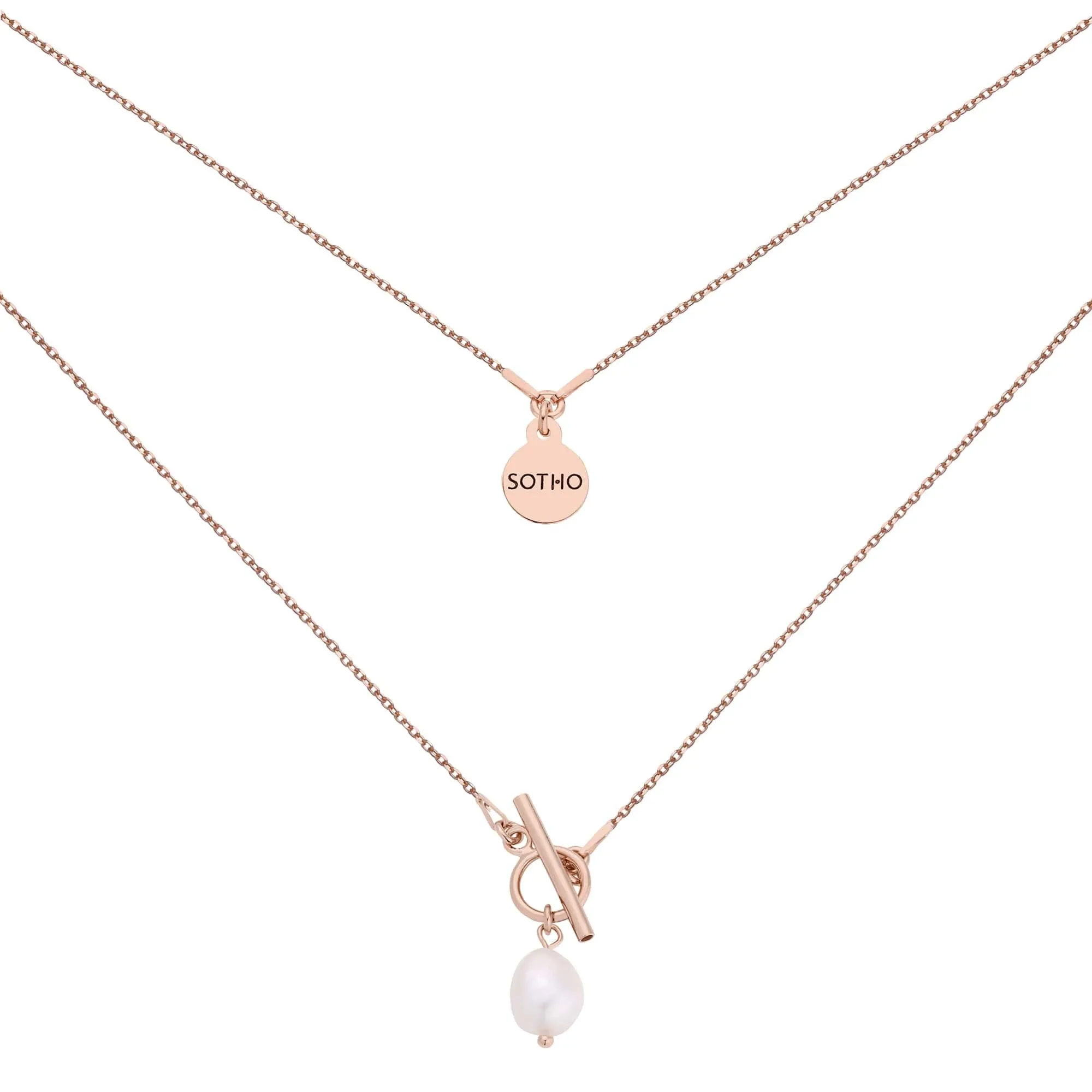 Naszyjnik  z różowego złota z ozdobnym zapięciem i naturalną perłą