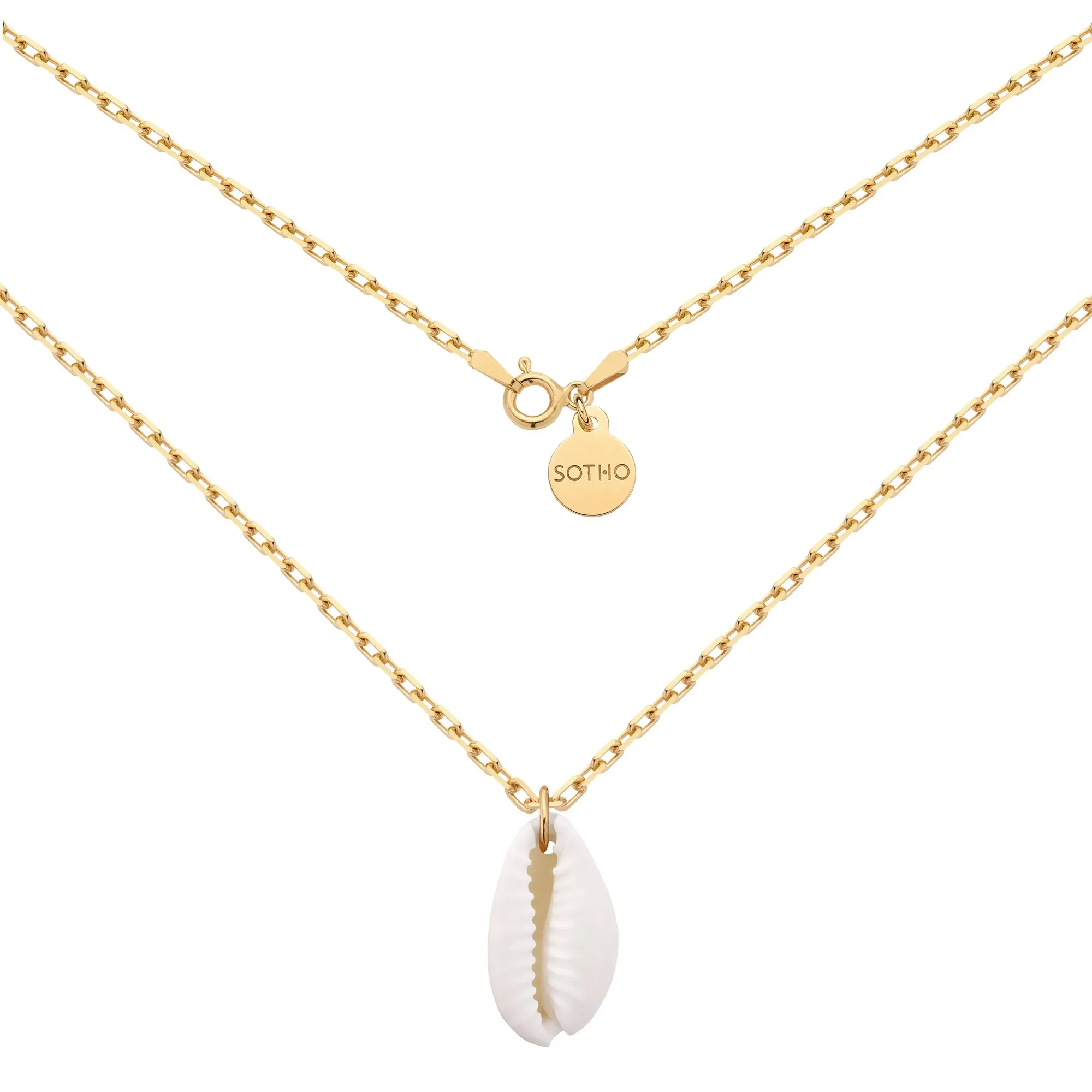 Złoty masywny łańcuszek z muszelką : Długość - 40 cm