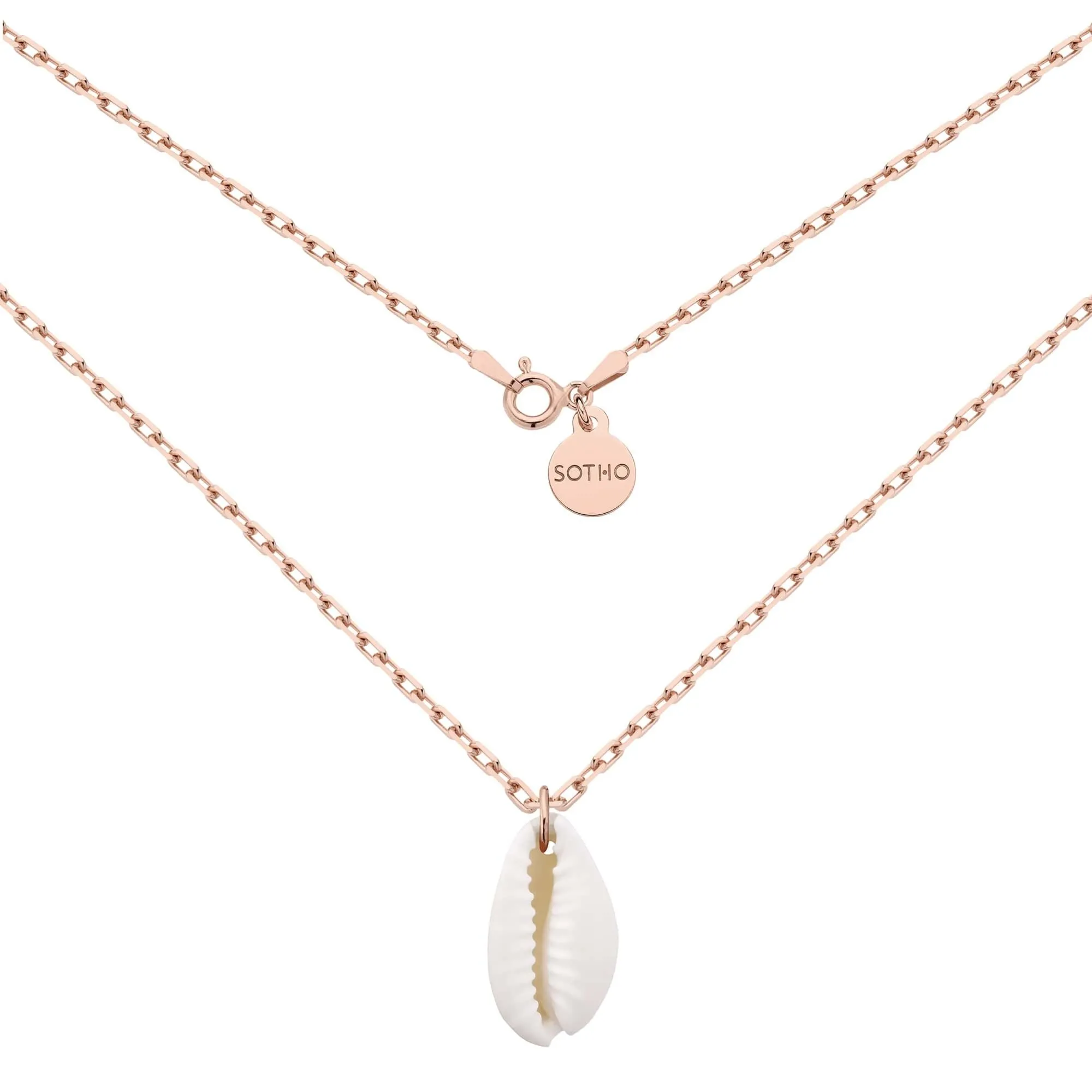 Masywny łańcuszek z różowego złota z muszelką : Długość - 40 cm