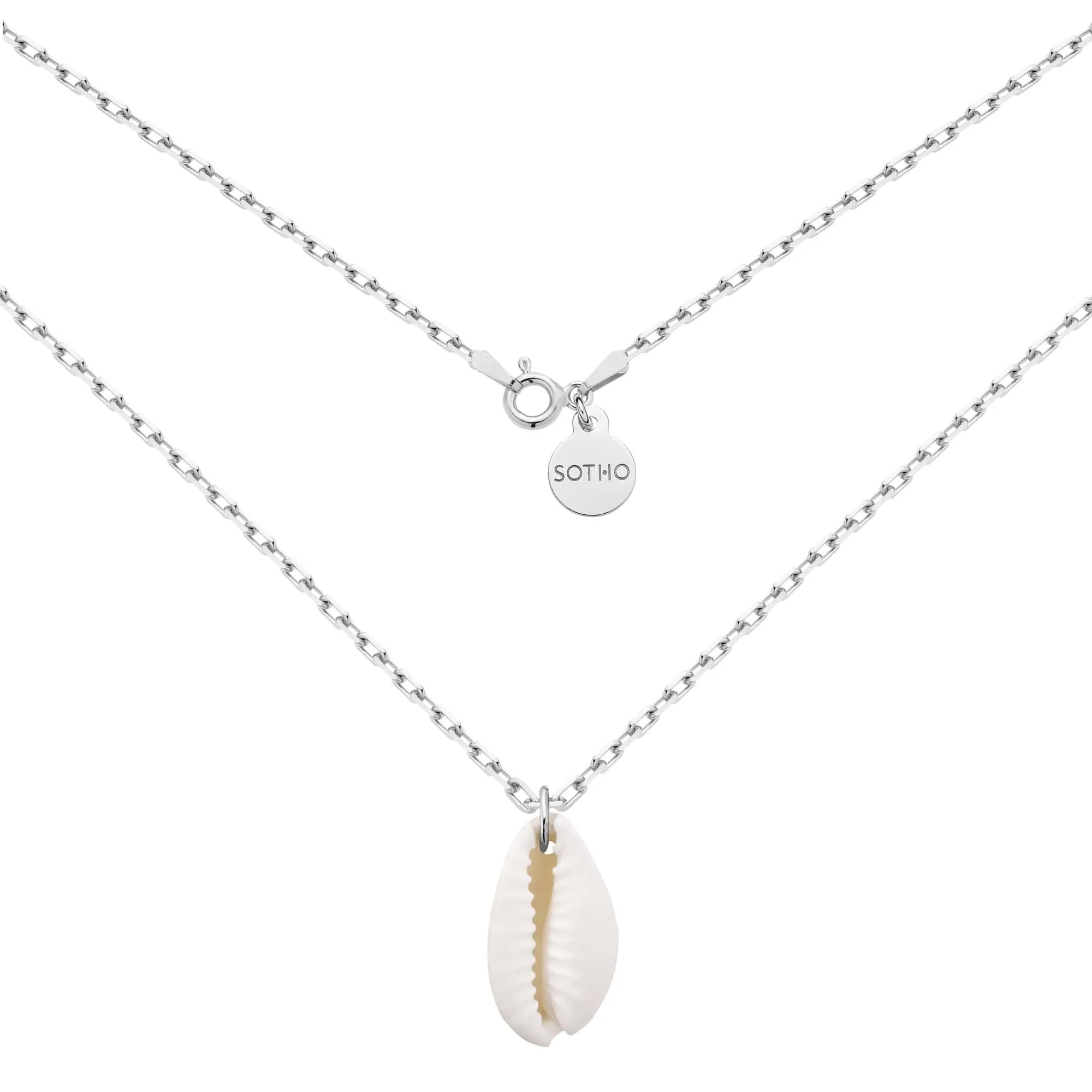 Srebrny masywny łańcuszek z muszelką : Długość - 45 cm