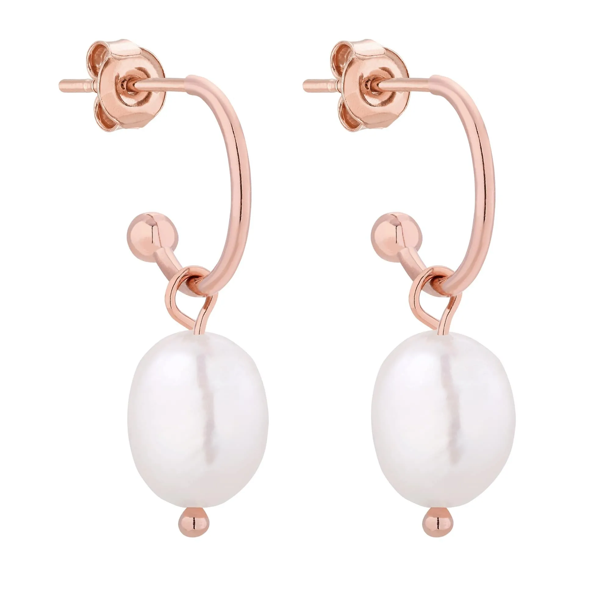 Kolczyki z naturalnymi perłami z różowego złota