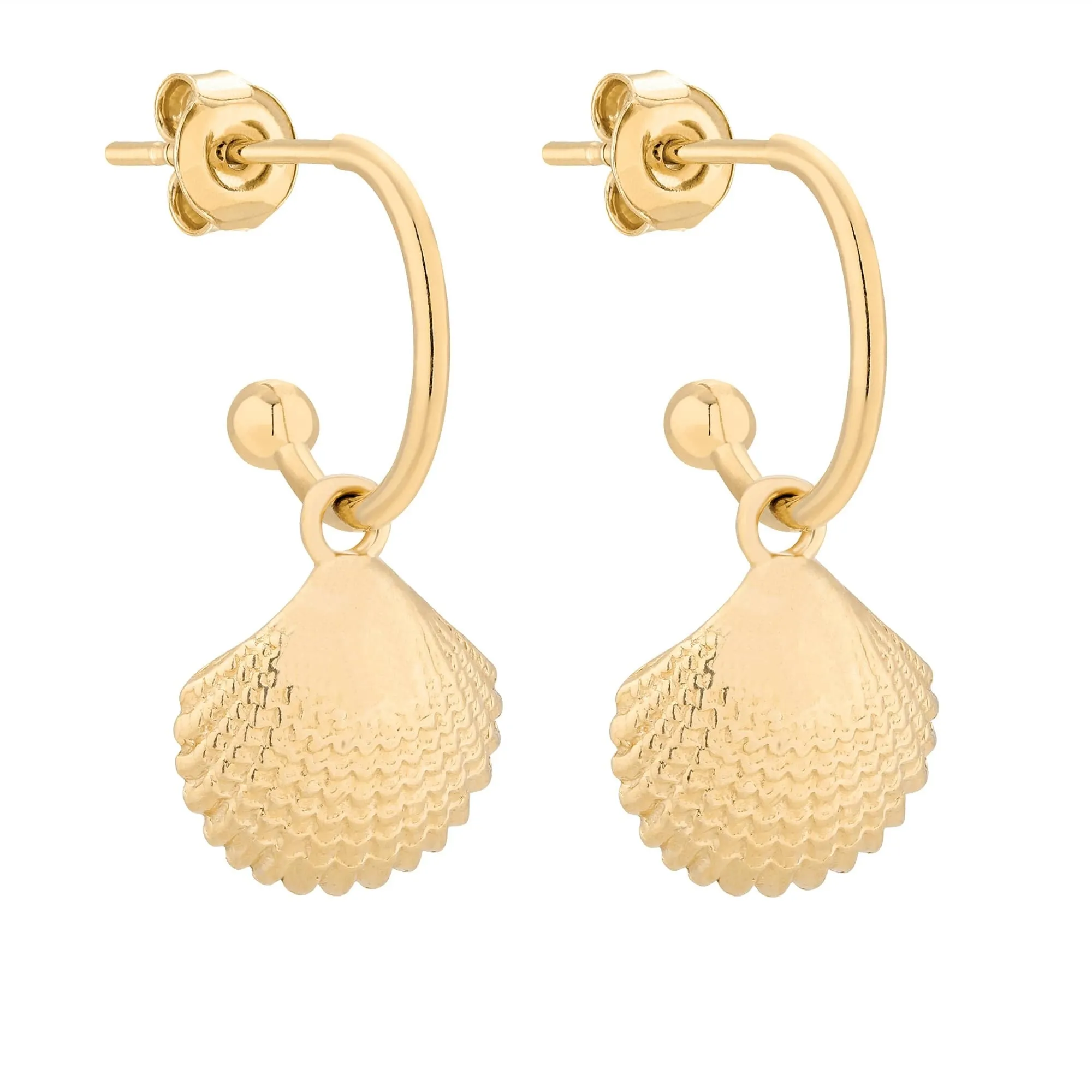 Złote kolczyki z muszelkami