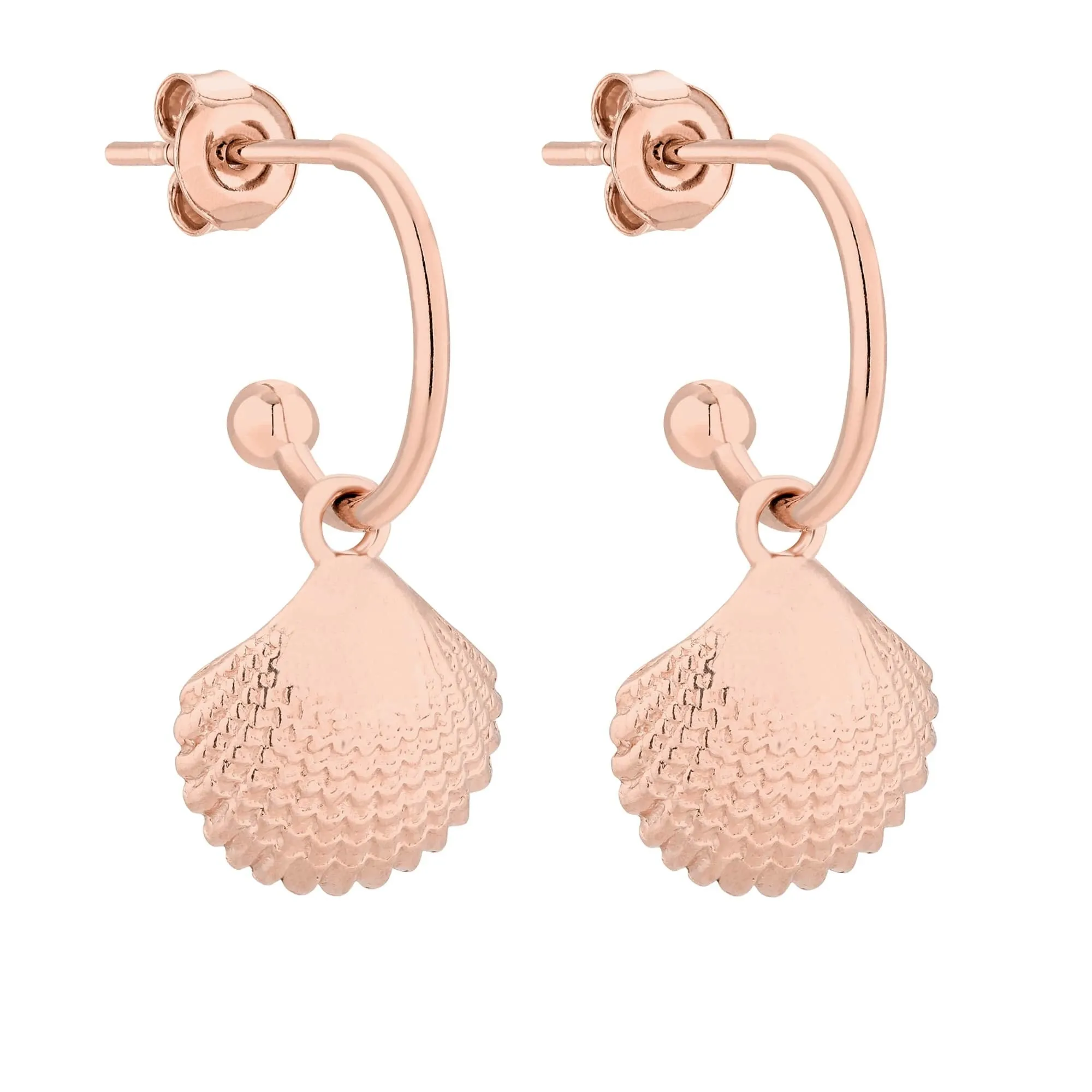 Kolczyki z muszelkami z różowego złota