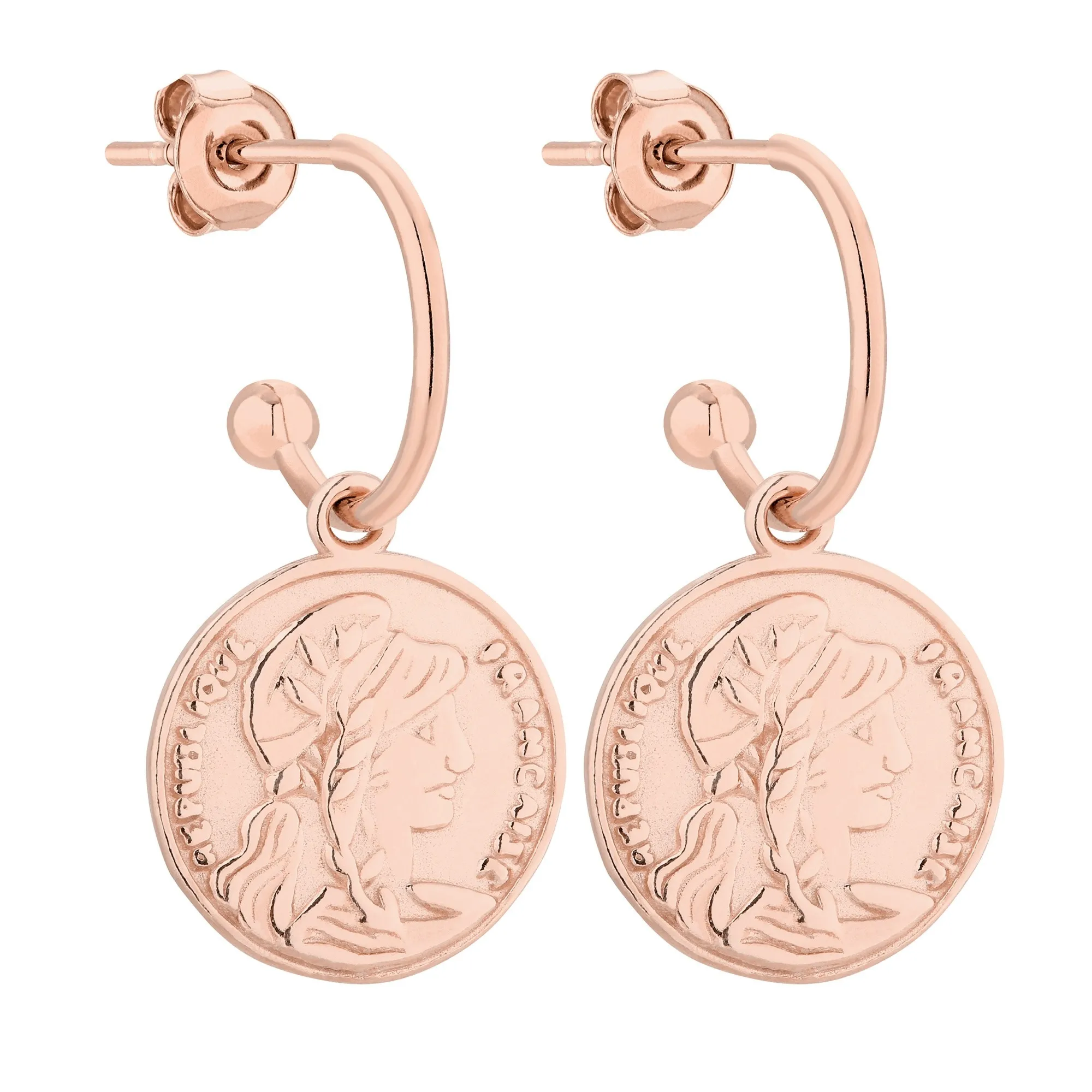 Kolczyki z monetami z różowego złota