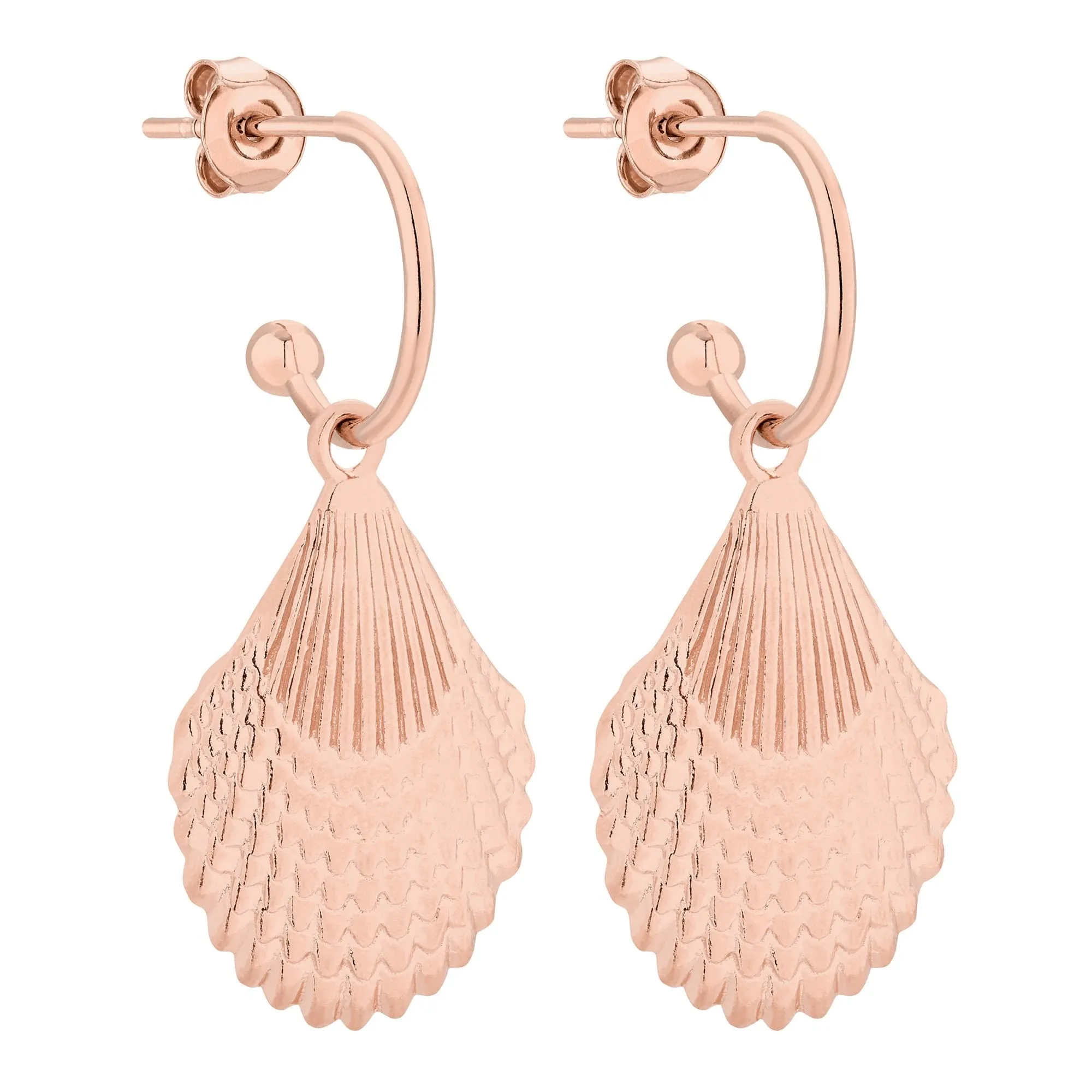 Kolczyki z muszlami z różowego złota