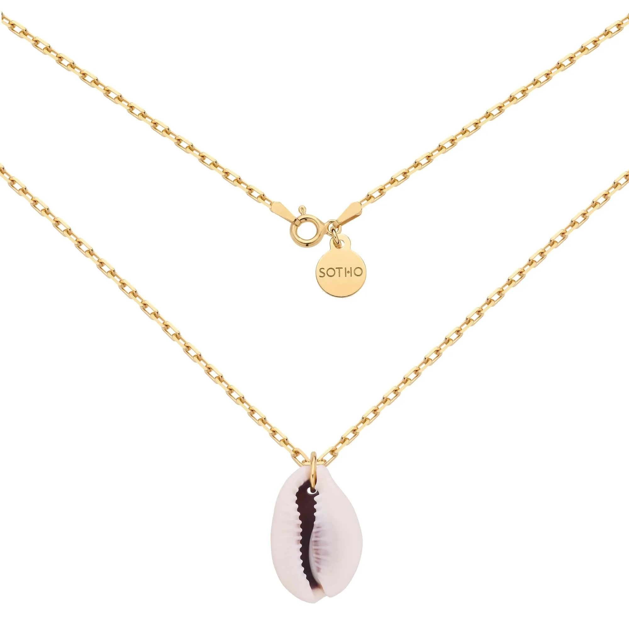 Złoty masywny łańcuszek z muszelką : Długość - 40 cm