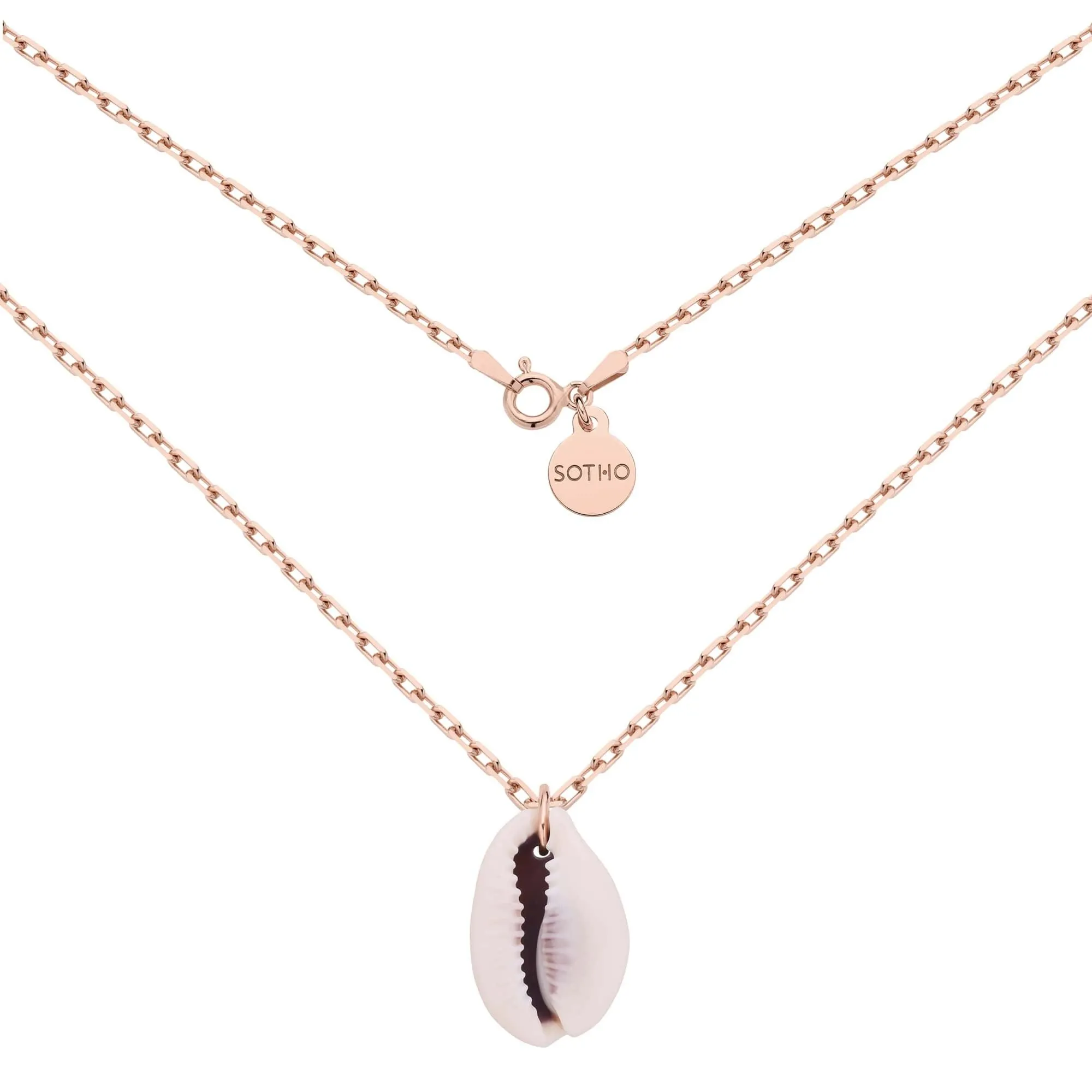 Masywny łańcuszek z różowego złota z muszelką : Długość - 50 cm