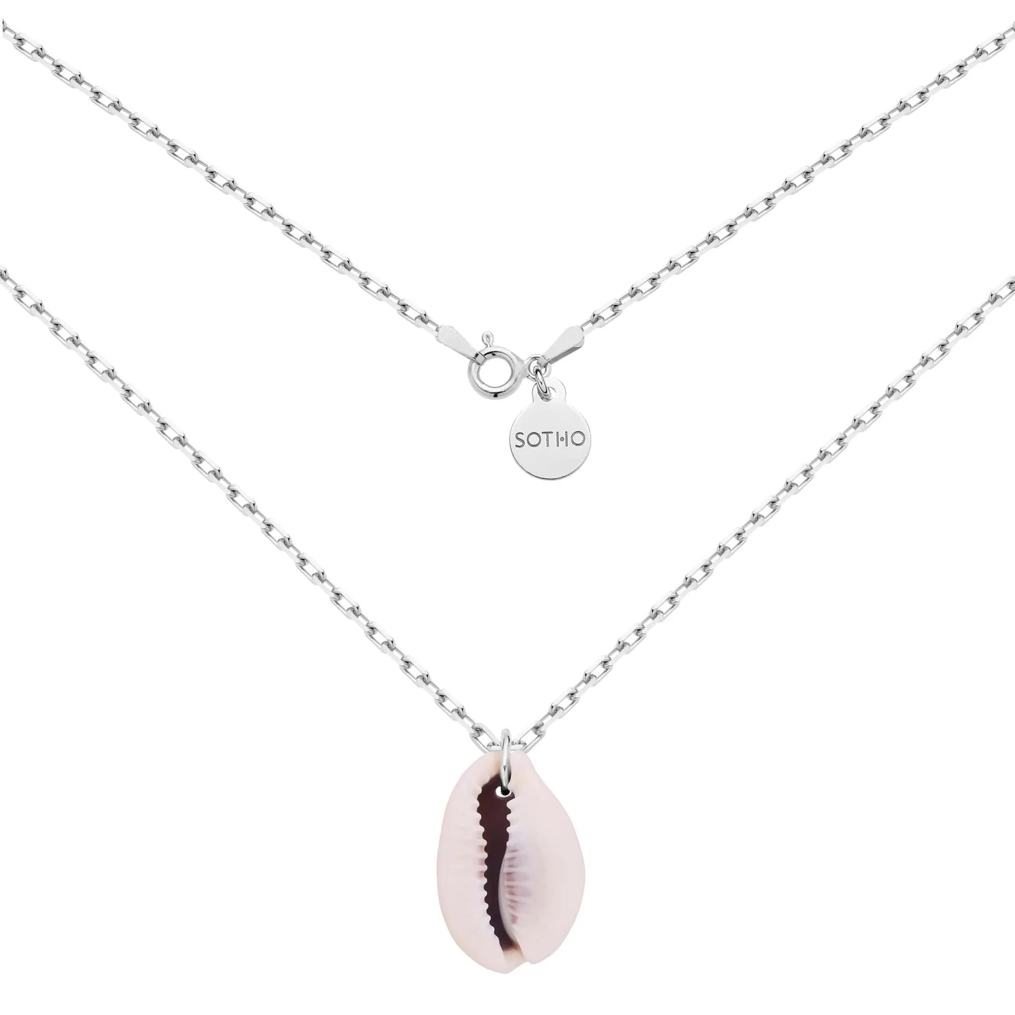 Srebrny masywny łańcuszek z muszelką : Długość - 40 cm