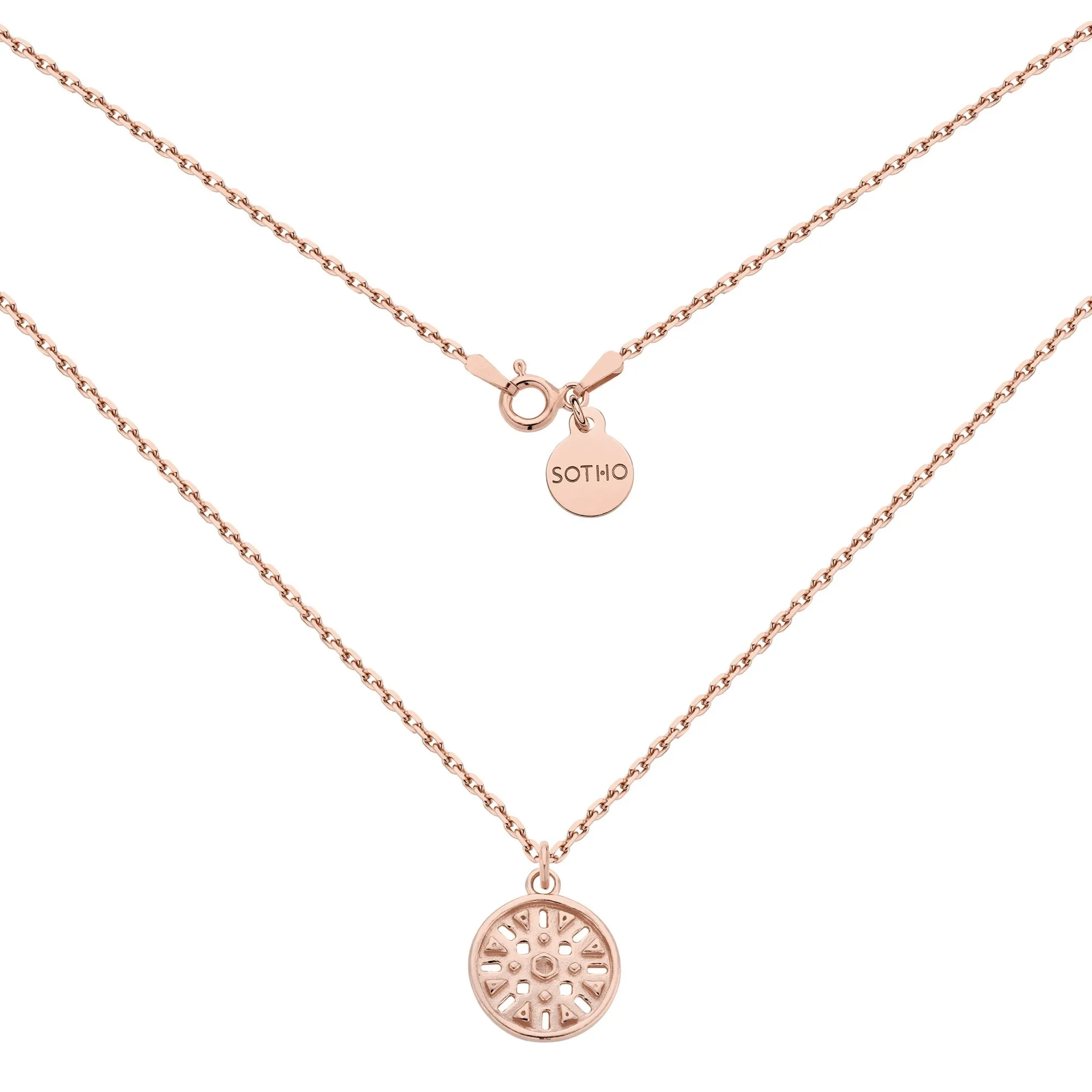 Naszyjnik z różowego złota z medalionem : Długość - 45 cm