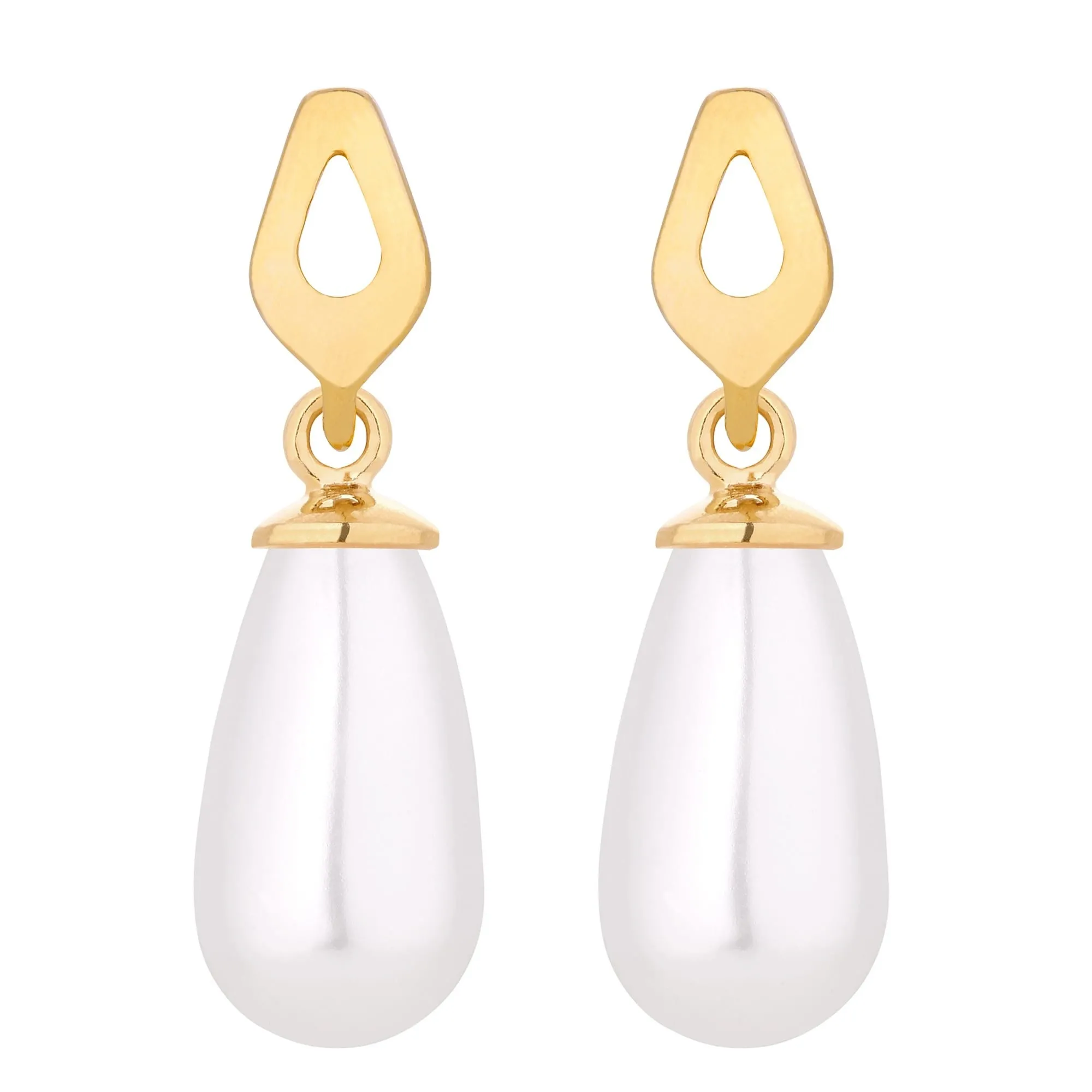 Złote kolczyki z białymi perłami SWAROVSKI® CRYSTAL