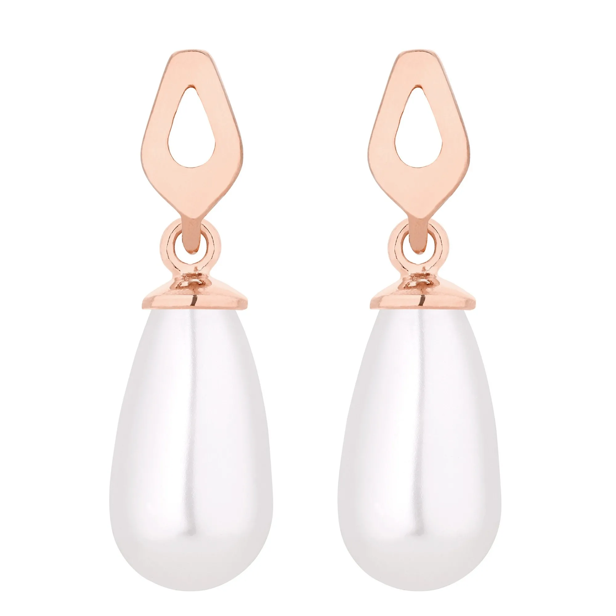 Kolczyki z różowego złota z białymi perłami SWAROVSKI® CRYSTAL